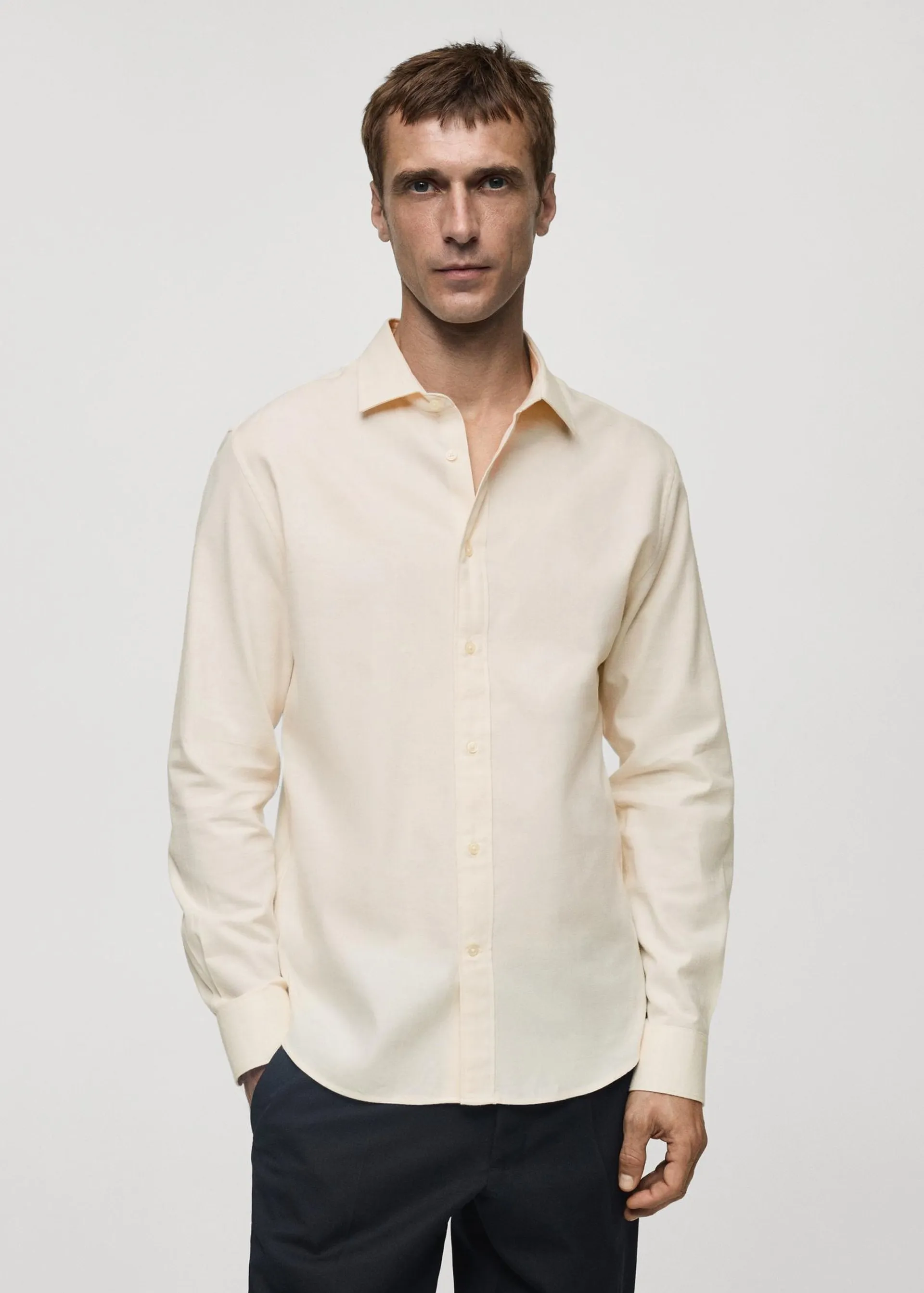 Camisa slim fit 100% algodón franela