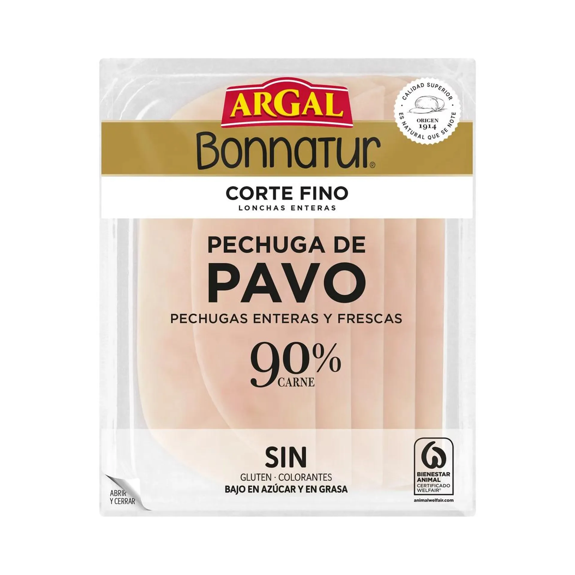 ARGAL Bonnatur Pechuga de pavo cortada en lonchas finas 115 G.