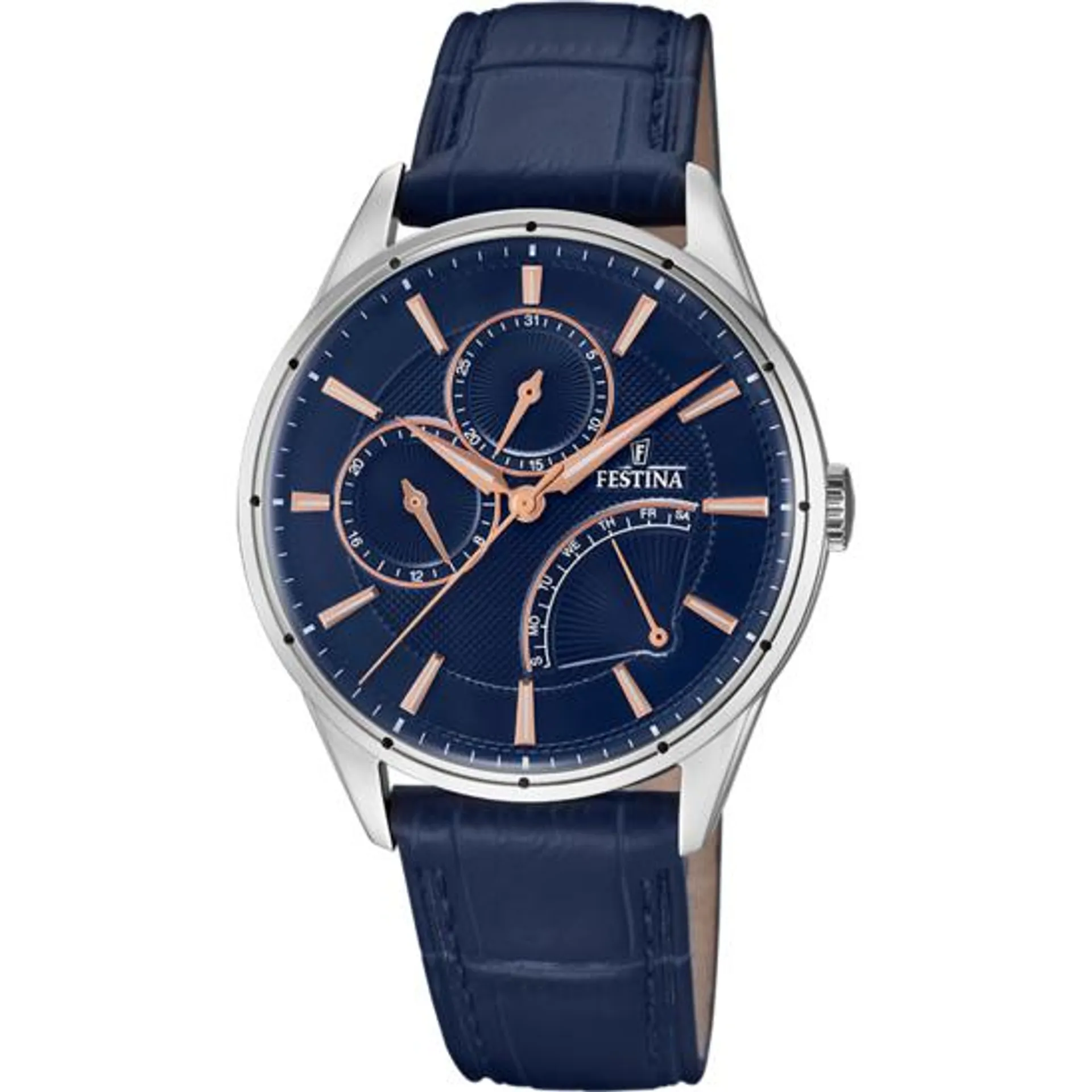 RELOJ DE HOMBRE FESTINA CON PULSERA DE CUERO AZUL F16974/2