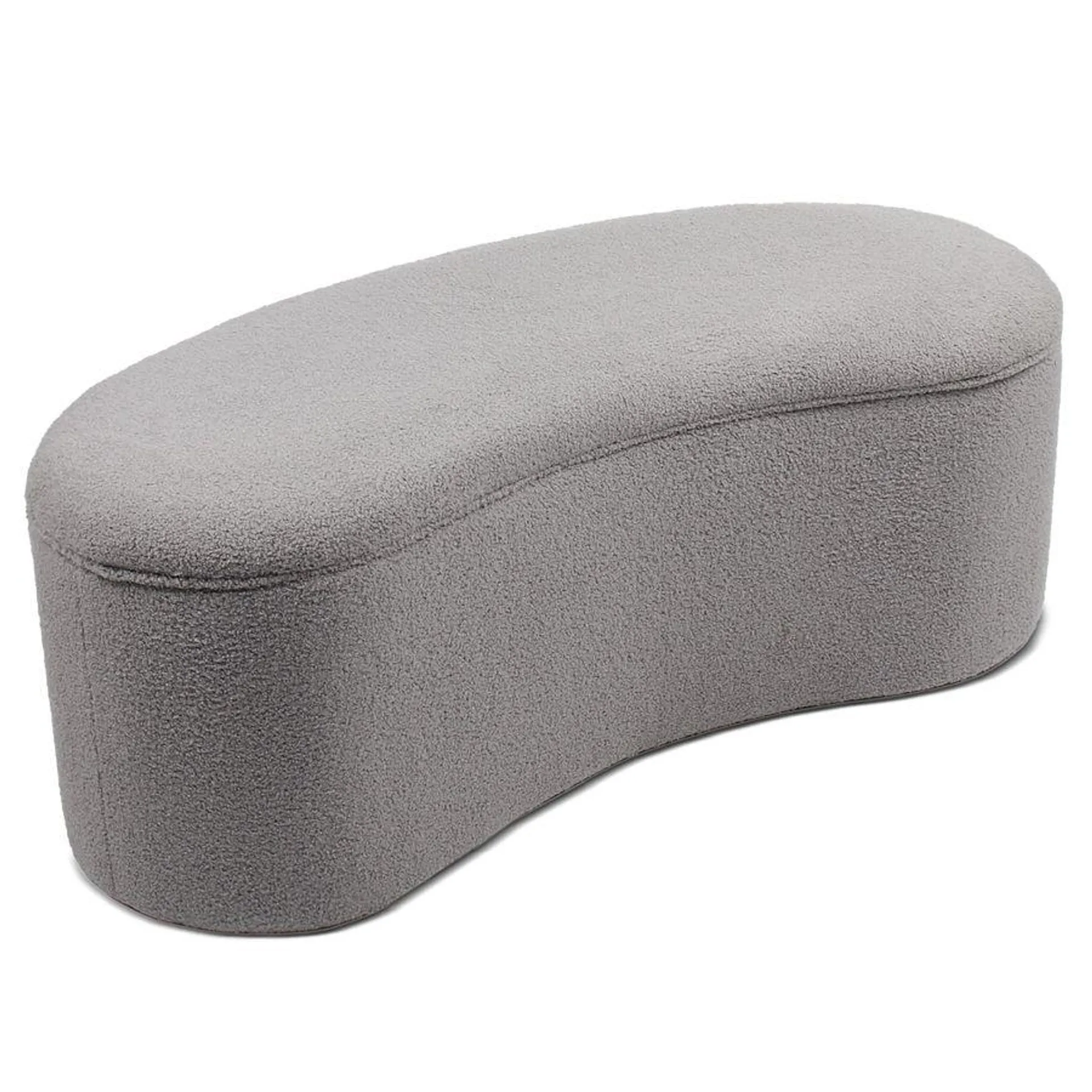 Banqueta baul curvado Beanie Tela efecto borrego Gris