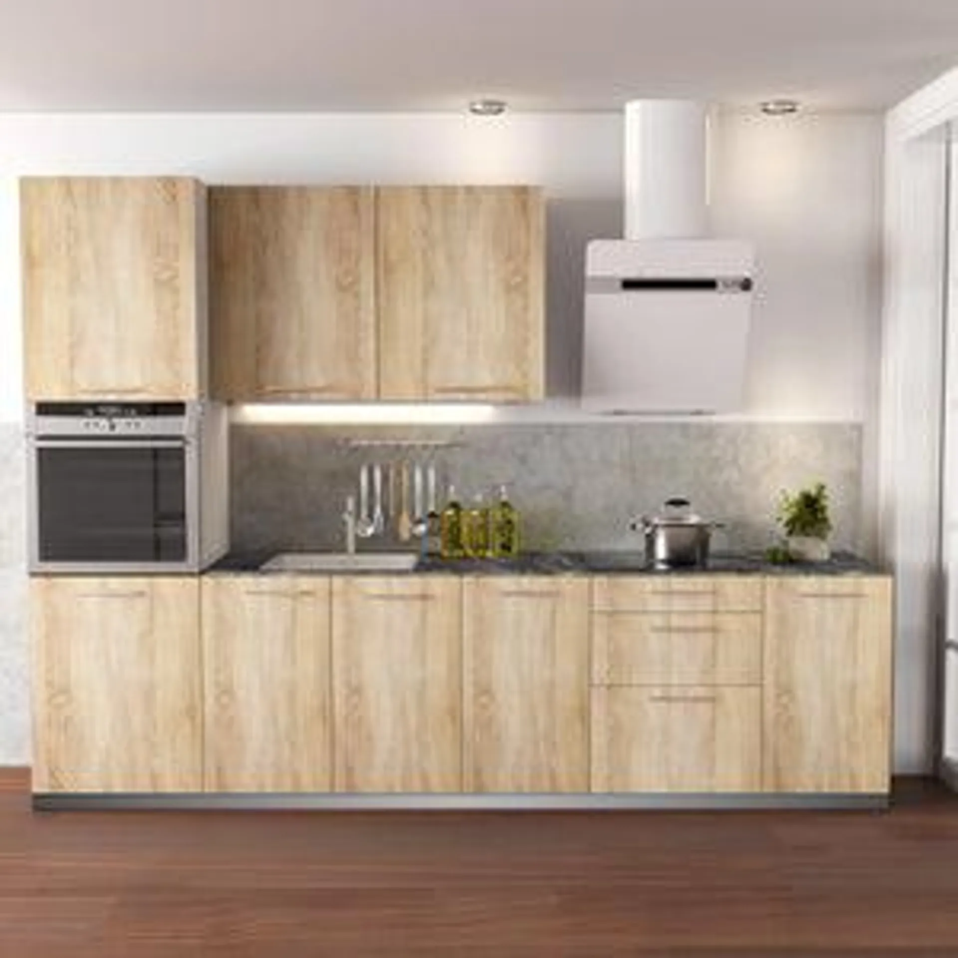 Cocina en kit DELINIA ID con altos ARIZONA roble mate 3.00 m