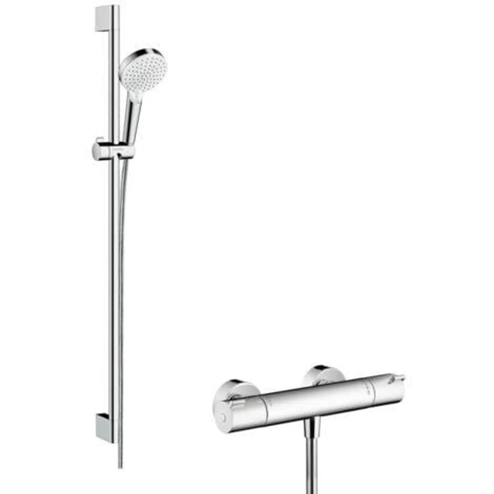 Combinación de ducha HANSGROHE Crometta Vario 27812400 con barra 65 cm / Ecostat 1001 CL blanco/cromo