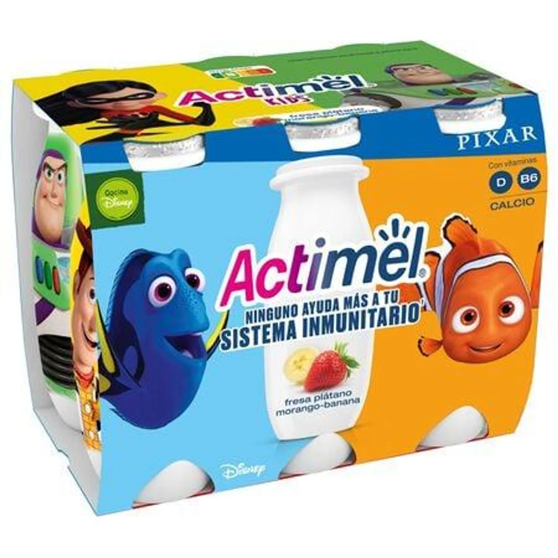 L Casei Actimel Danone pack 6 fresa plátano