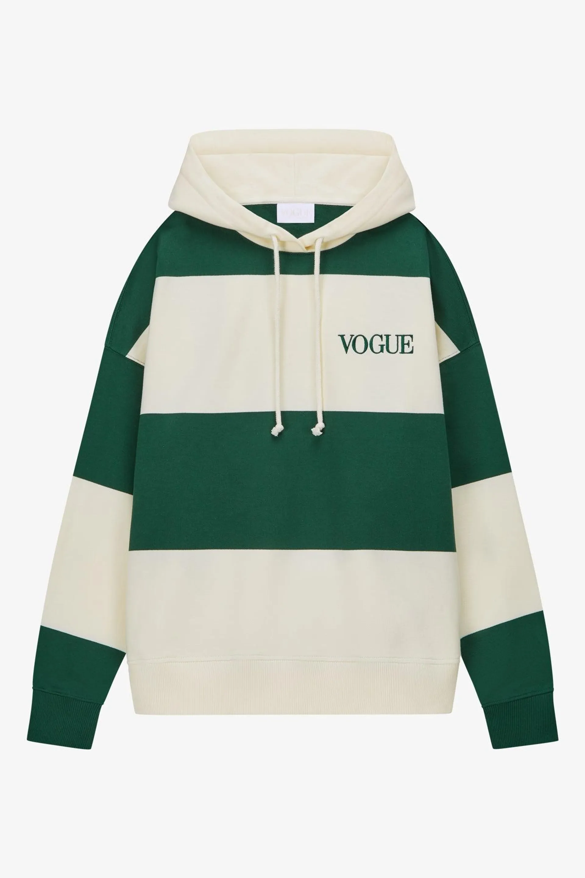 Hoodie VOGUE oversize rayas anchas verde y crema