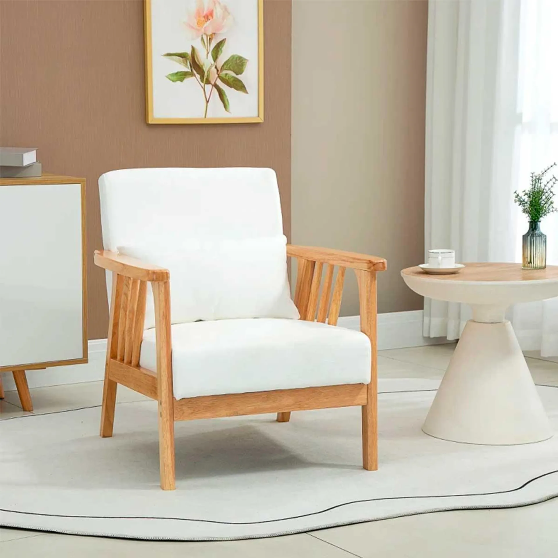 Sillón Vanvik Homcom tapizado terciopelo blanco 78x68x75 cm