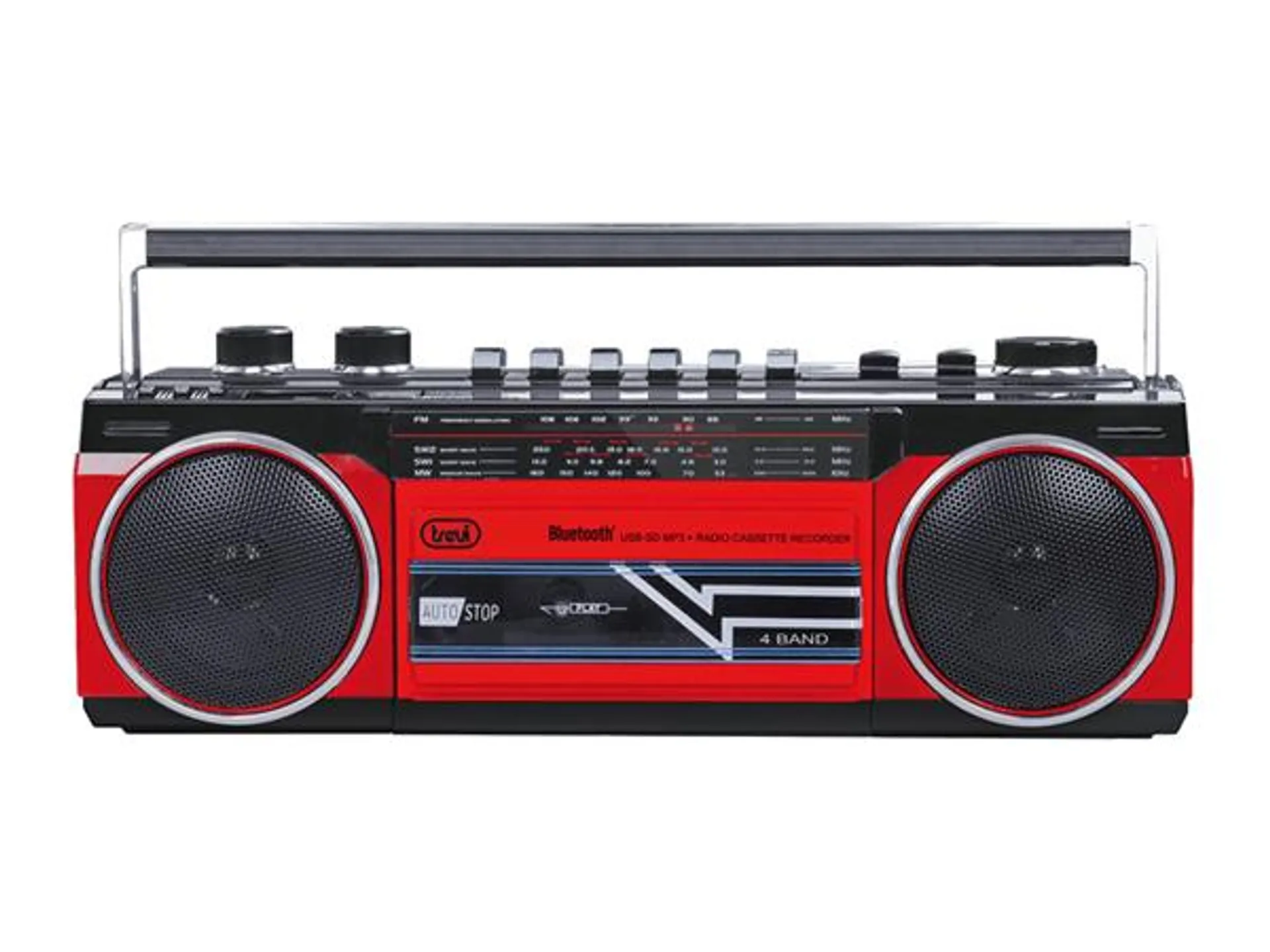 RADIO GRABADORA PORTA TIL USB SD BLUETOOTH CASSETTE TREVI RR 501 BT ROJO