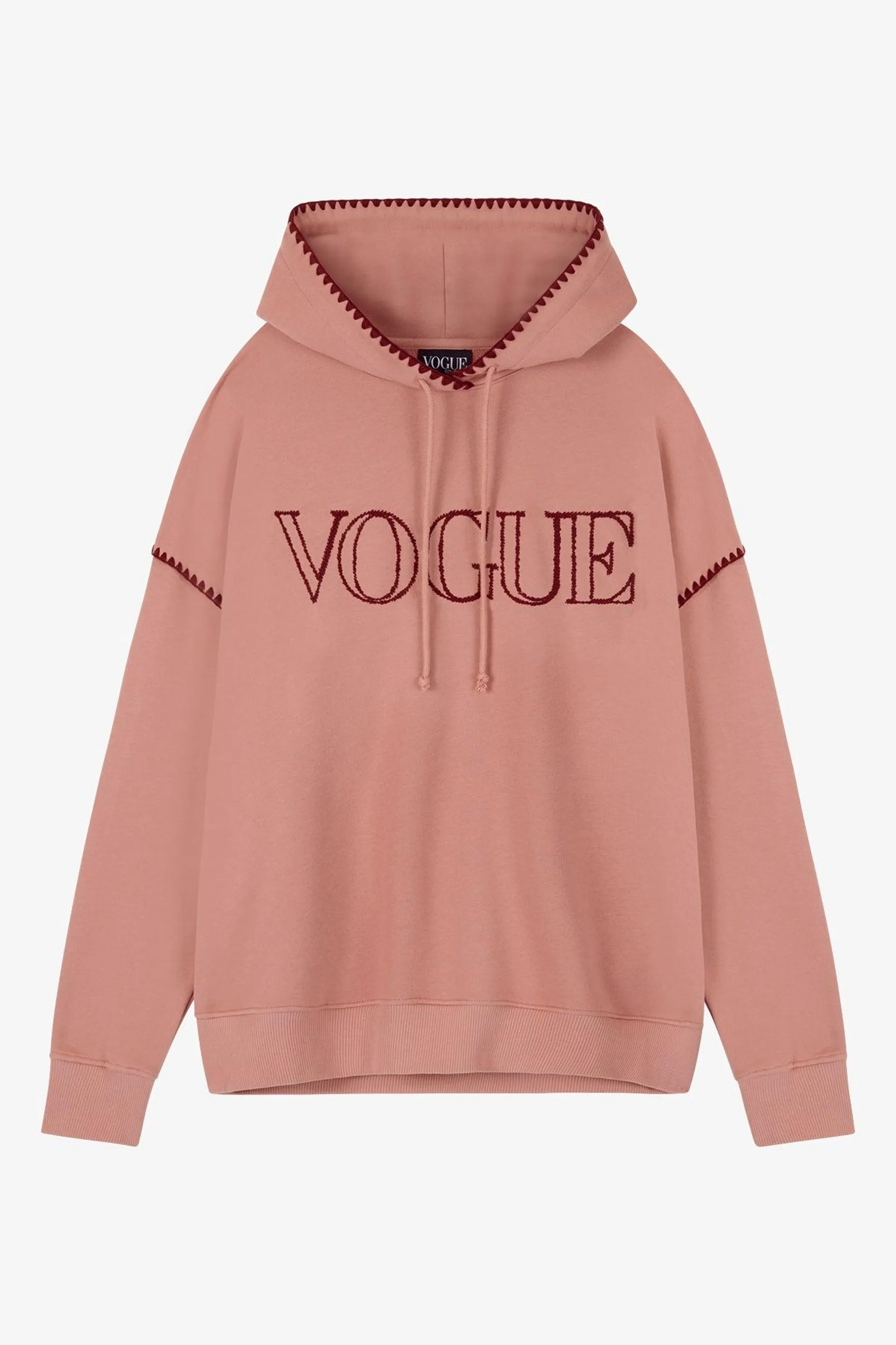 Sudadera hoodie VOGUE oversize rosa antiguo con logo bordado