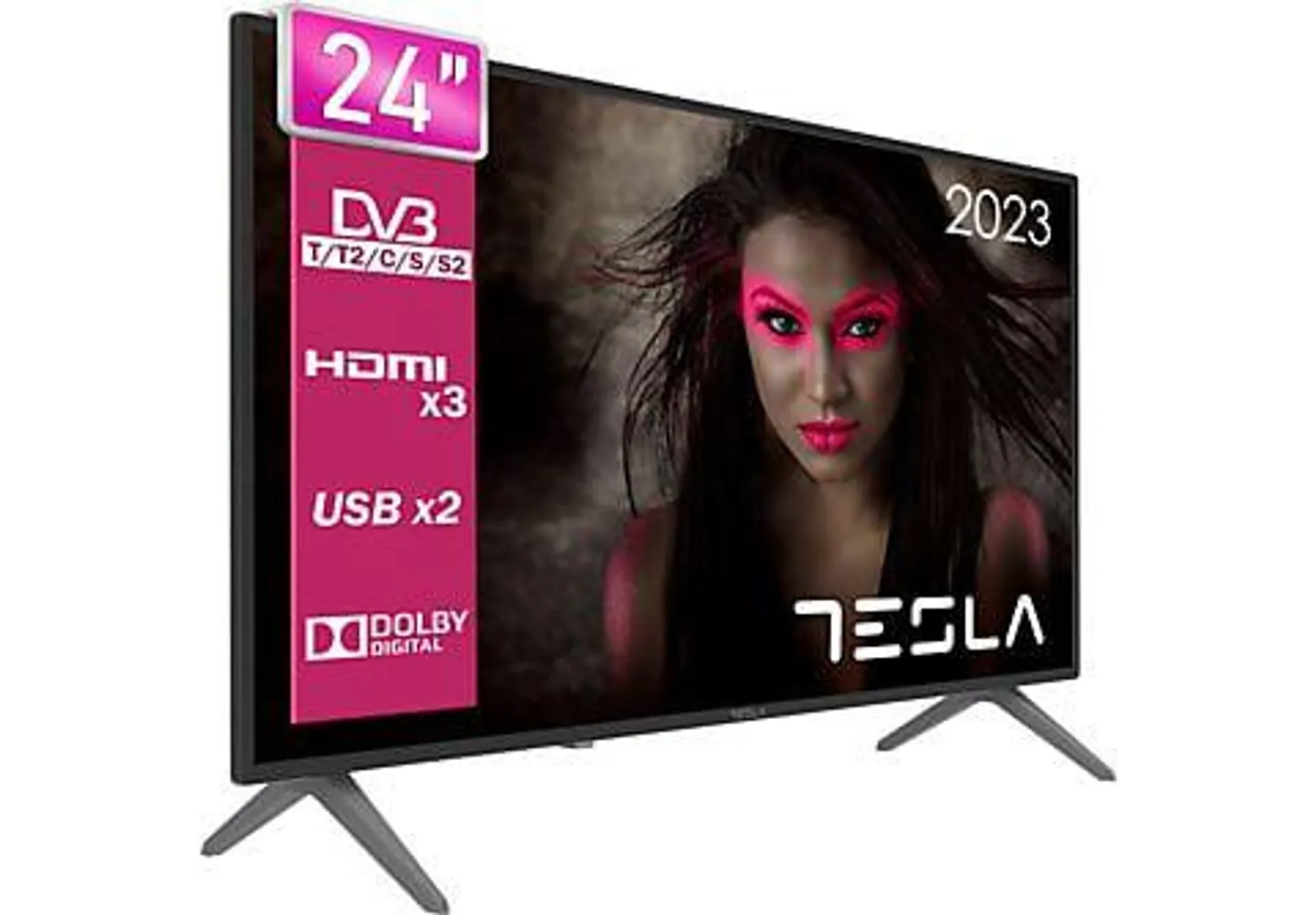 TV LED 24" - 24E320BH TESLA, HD, DVB-T2 (H.265)Sí, Negro