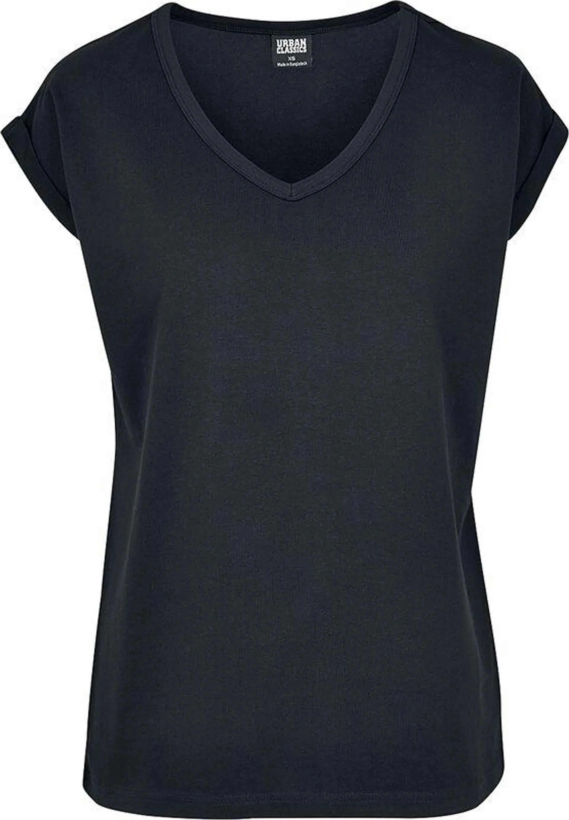 "Ladies Round V-Neck Extended" Camiseta Negro de Urban Classics