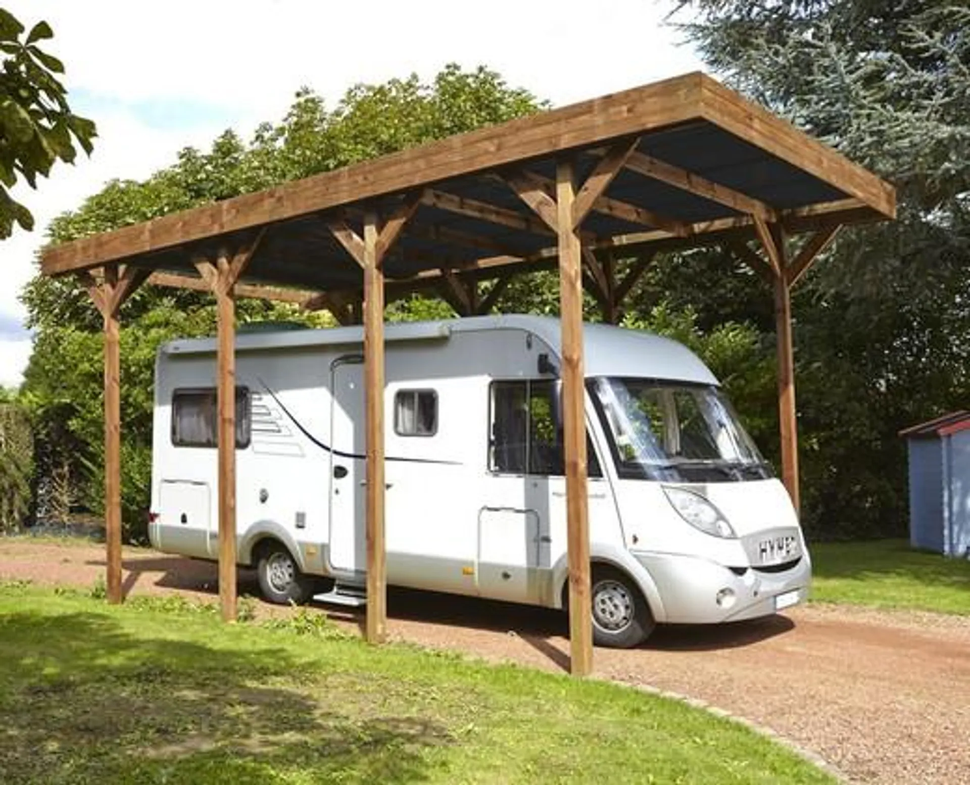 Cochera camping car de pino silvestre 404x802x394 cm altura