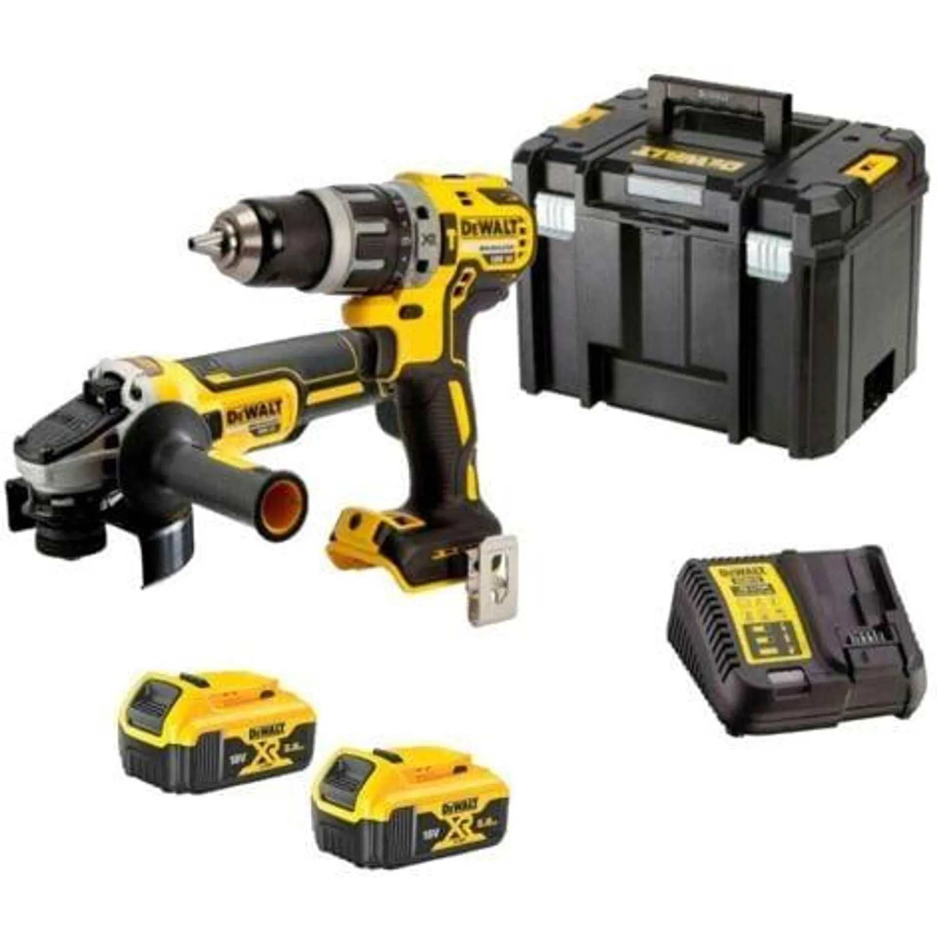 DEWALT XR 18V 5.0 Ah Taladro + Amoladora DCG405 - DCK2080P2T-QW