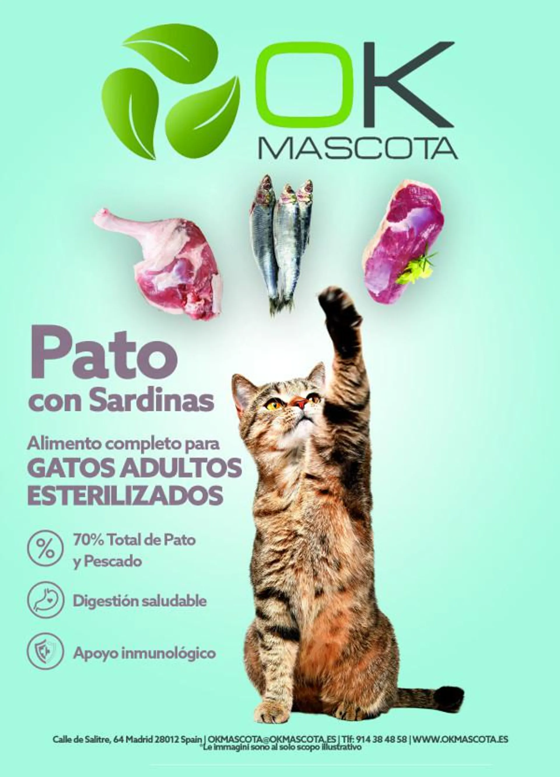 OK MASCOTA Gato Esterilizado Pato con Sardinas 1,5 kg