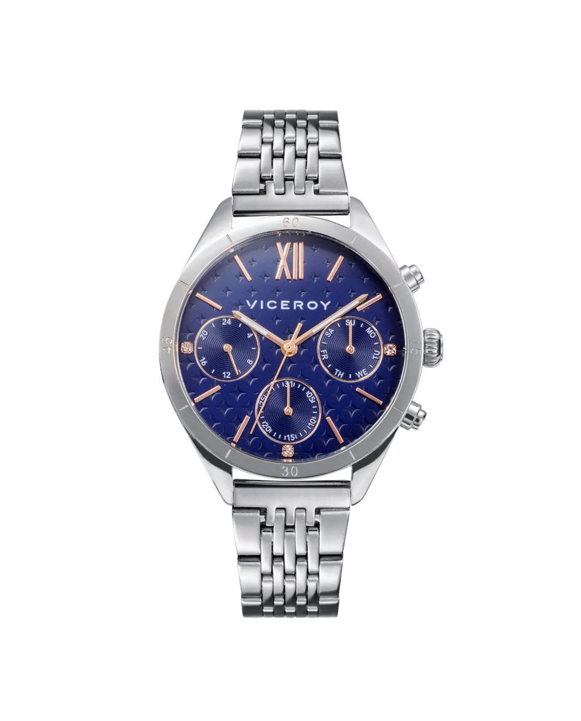 Reloj de mujer Chic multifunción de acero y esfera azul