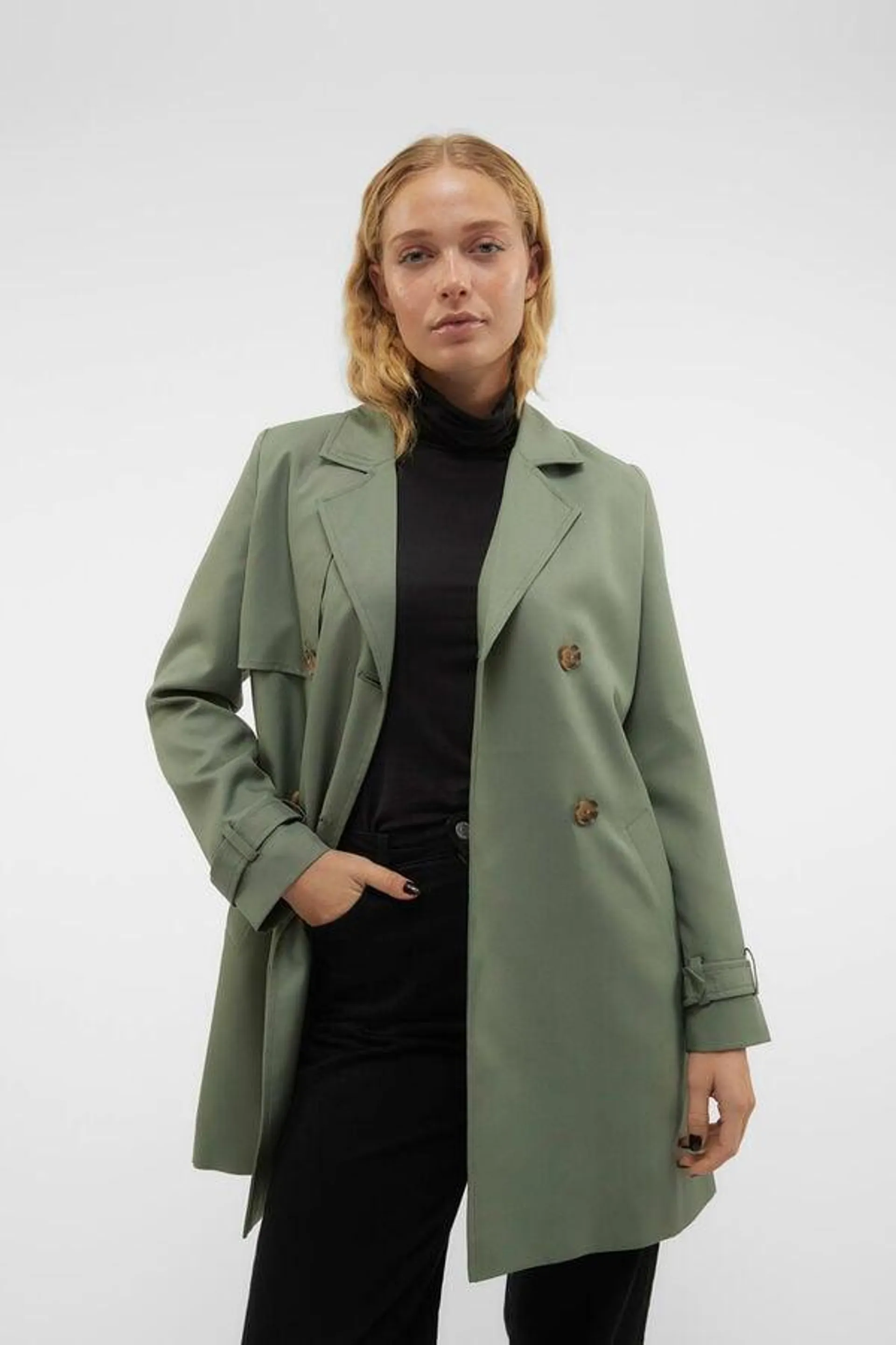 Trench midi de mujer con lazada