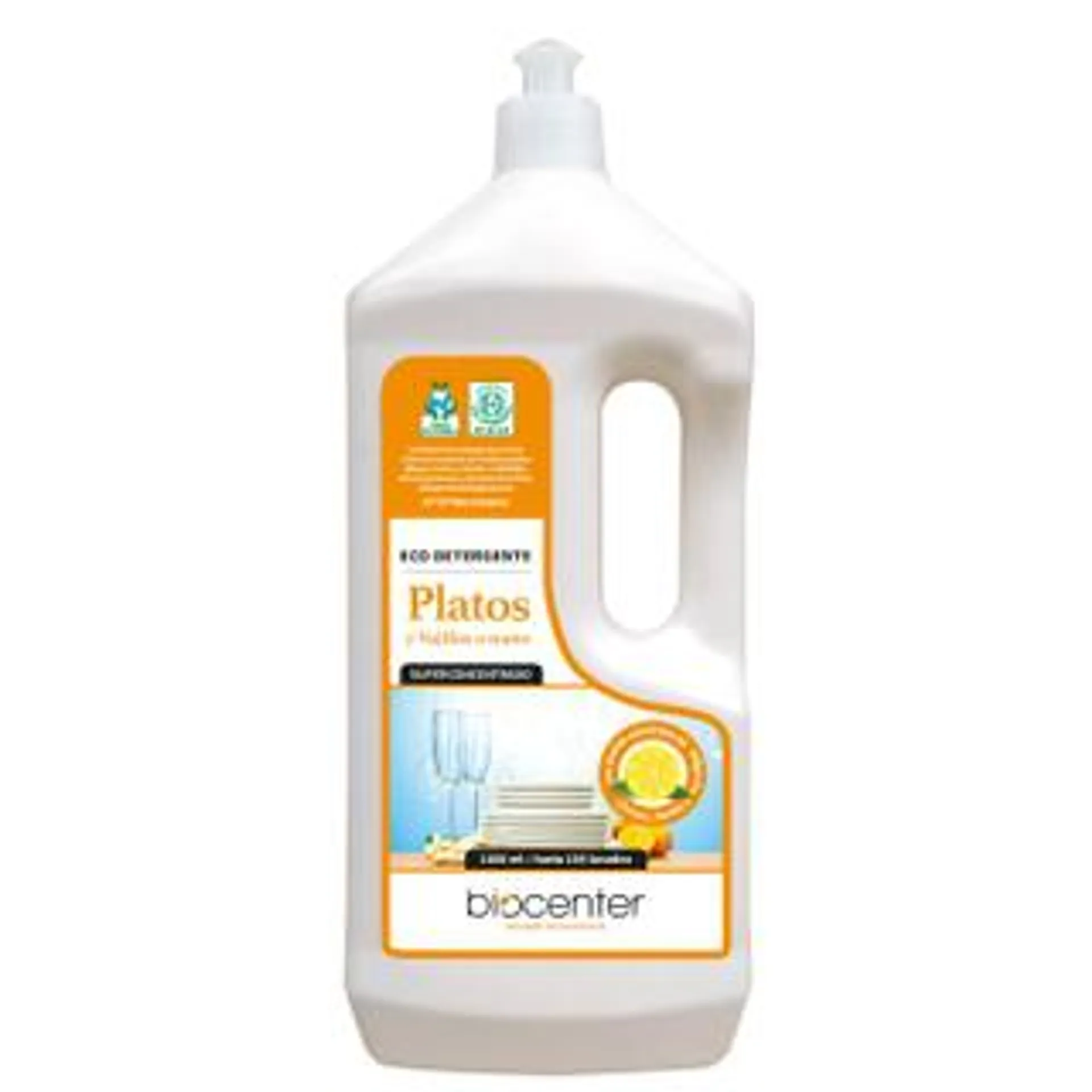 Ecodetergente platos y vajillas a mano Biocenter 1 L