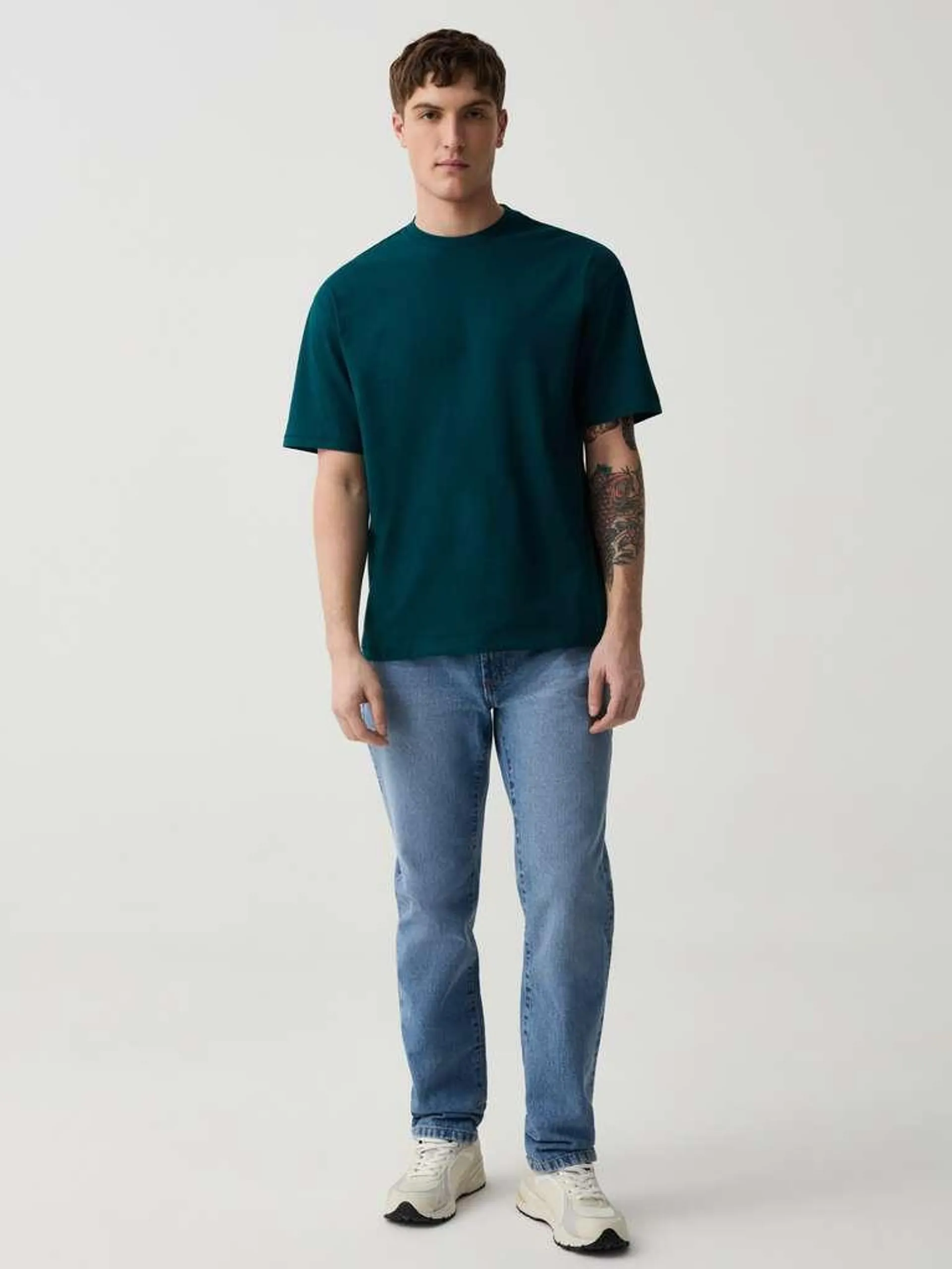 Relaxed-fit T-shirt in cotton Vert sarcelle