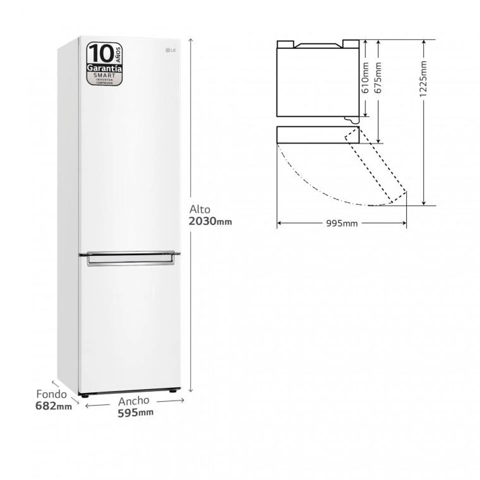 Outlet Frigorífico Combi LG, 203 cm, Blanco, D