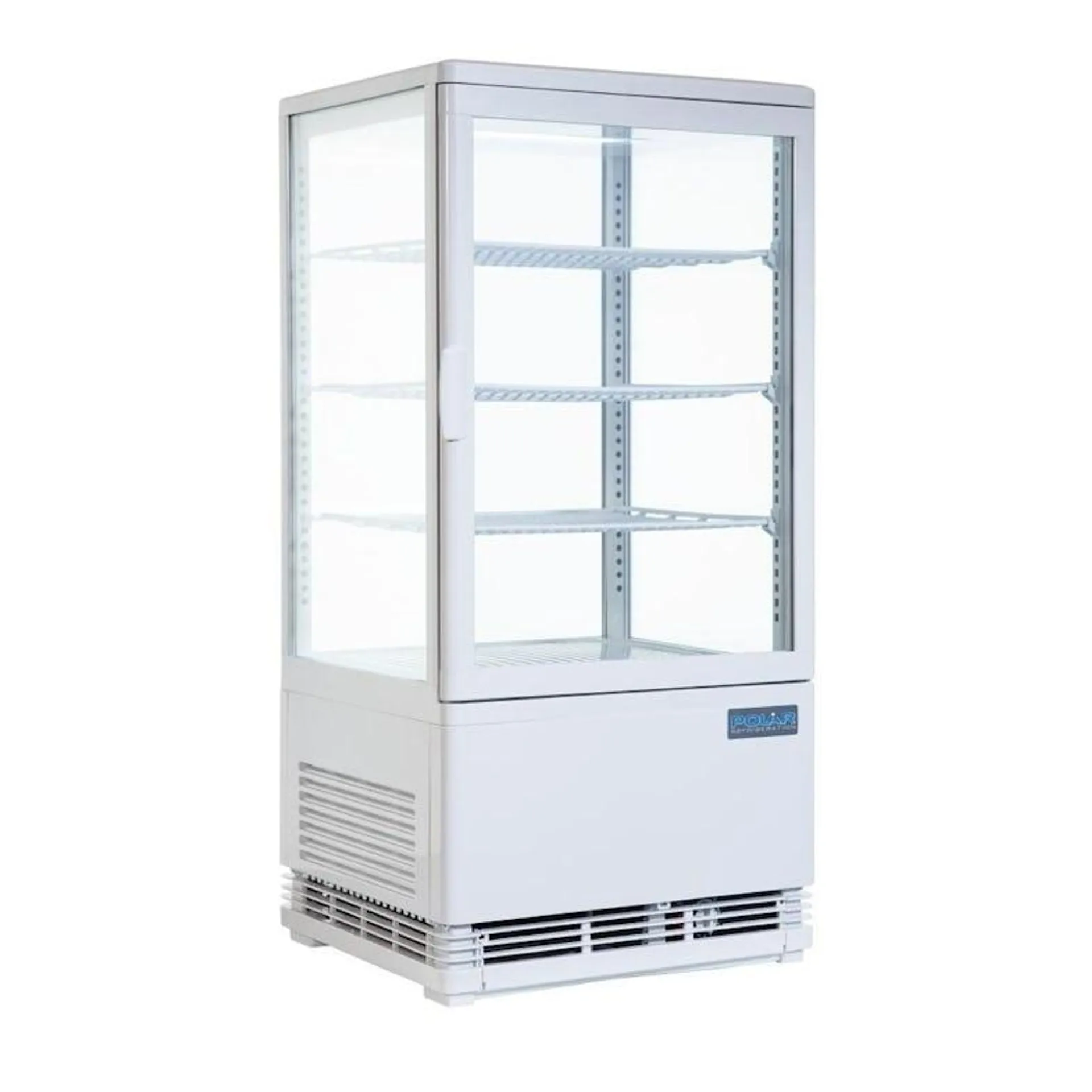 Vitrina refrigerada con 1 puerta, 3 estantes, plástico/cristal, 88,5 x 42,8 x 38,6 cm, refrigeración por aire, 68 L, blanca, Polar G619