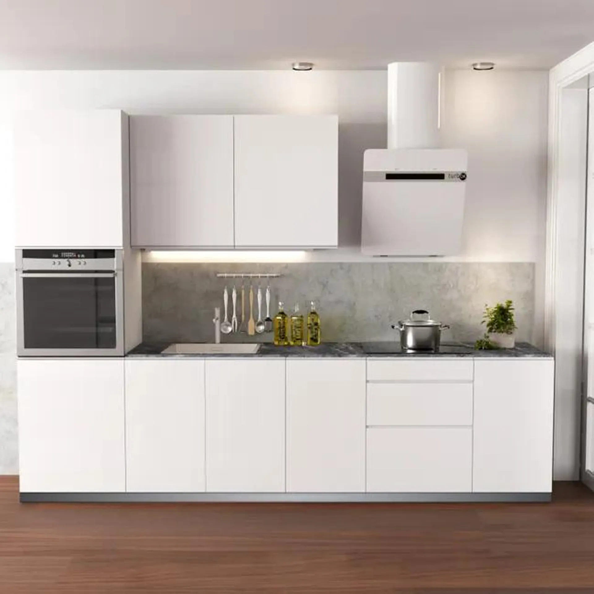 Cocina en kit DELINIA id con altos TOKIO blanco brillo 3.00 m