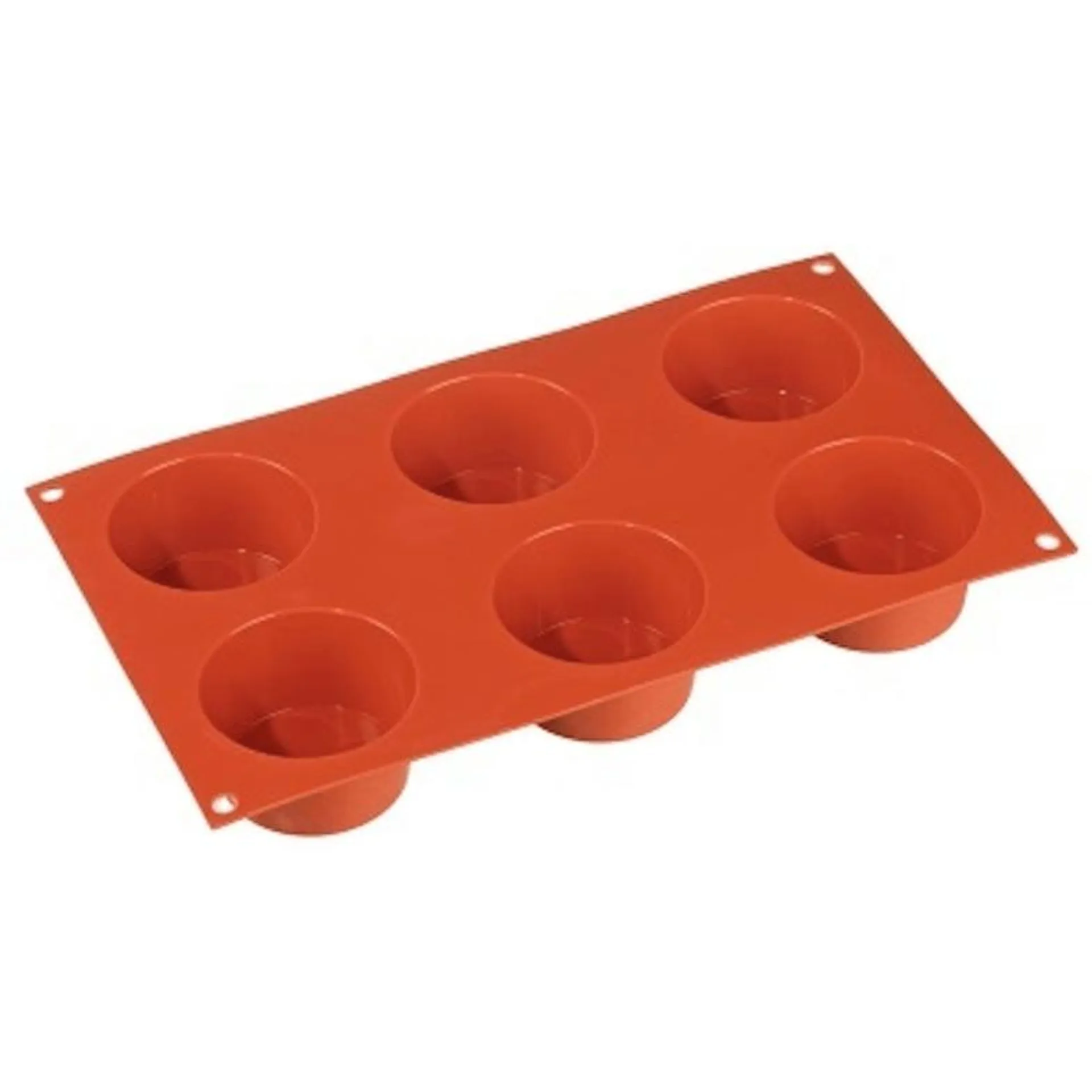 METRO Professional Molde mediano para hornear muffins, silicona, naranja, 6 cavidades