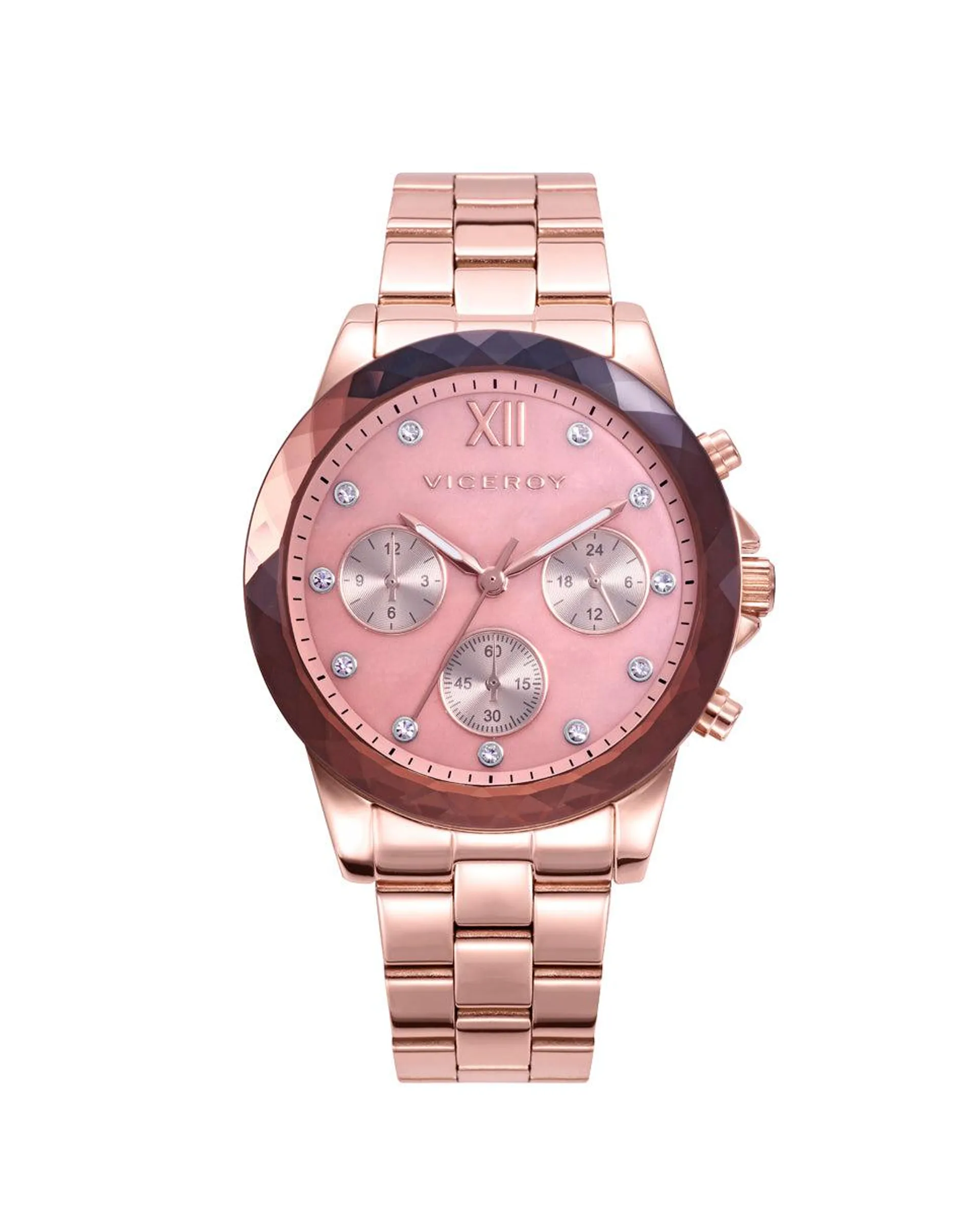 Reloj de mujer Chic con caja y brazalete de hacer en Ip rosa