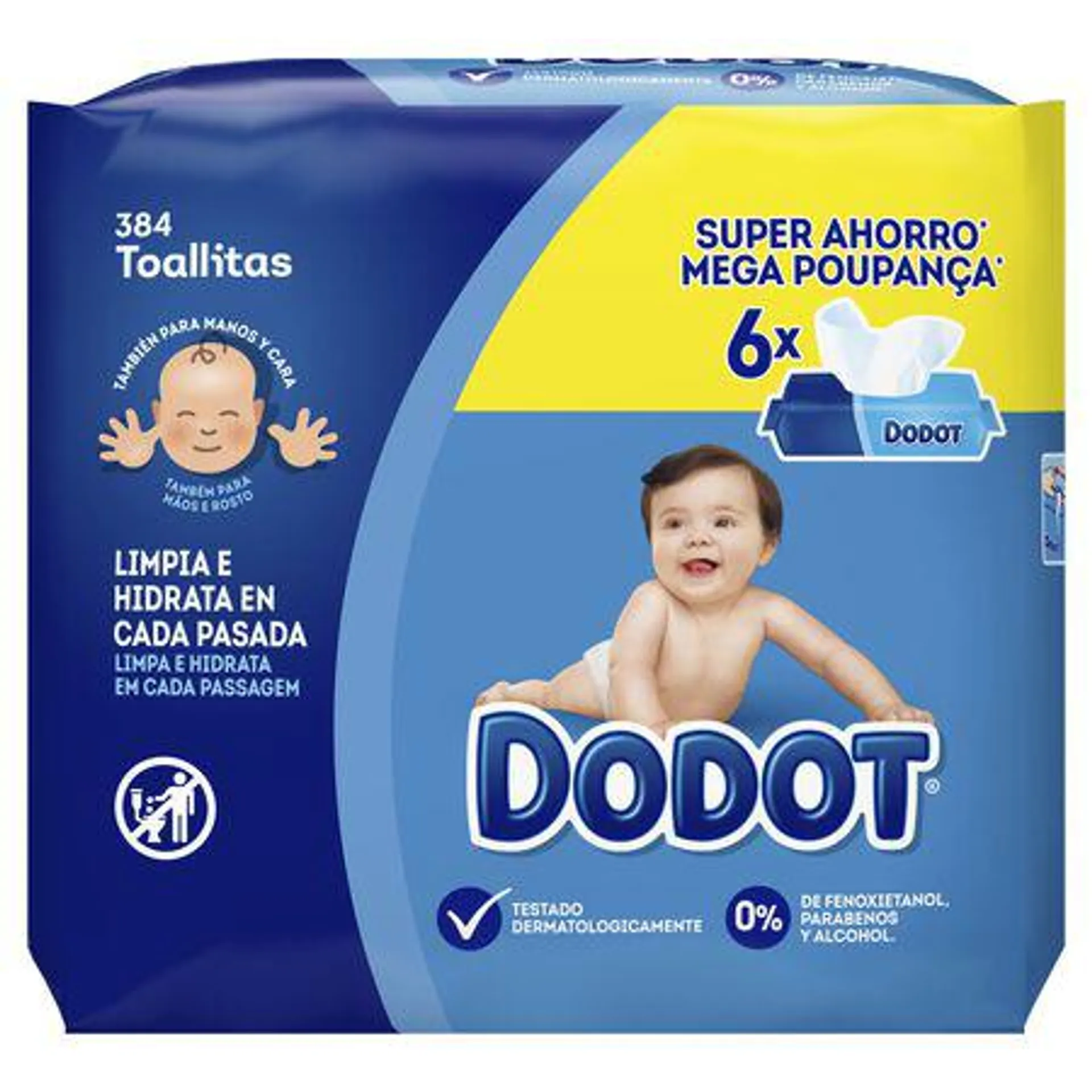 Toallitas infantiles Dodot sin parabenos 384 uds pack 6