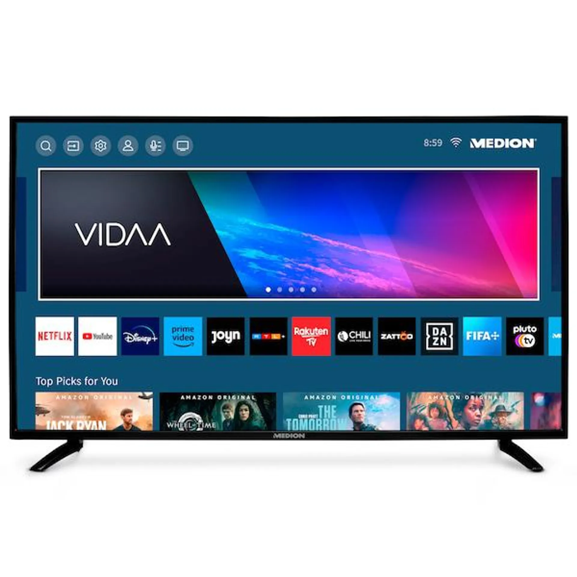 MEDION® Smart TV LCD Ultra HD LIFE® X14315 (MD 30090), Pantalla Ultra HD de 108 cm (43''), HDR, PVR ready, NETFLIX, Prime Video, Disney+ App, VIDAA Store, Bluetooth®, HD Triple Tuner, CI+