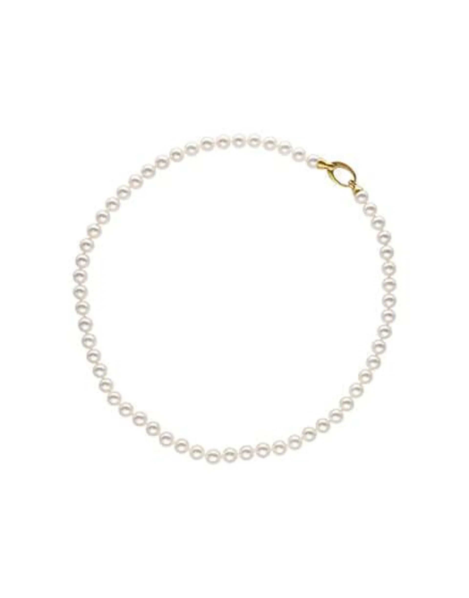 Collar dorado Lyra perlas blancas 6mm 45cm