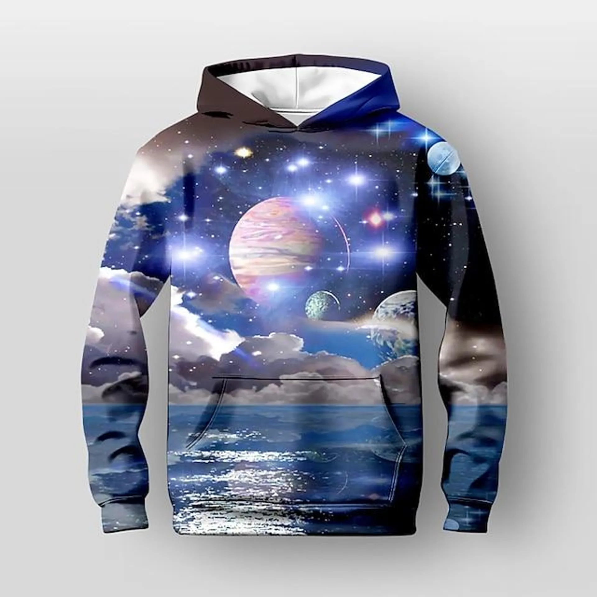 Chico 3D Galaxia Espacio Sudadera Manga Larga Impresión 3D Otoño Activo Poliéster Niños 4-12 años Ajuste regular