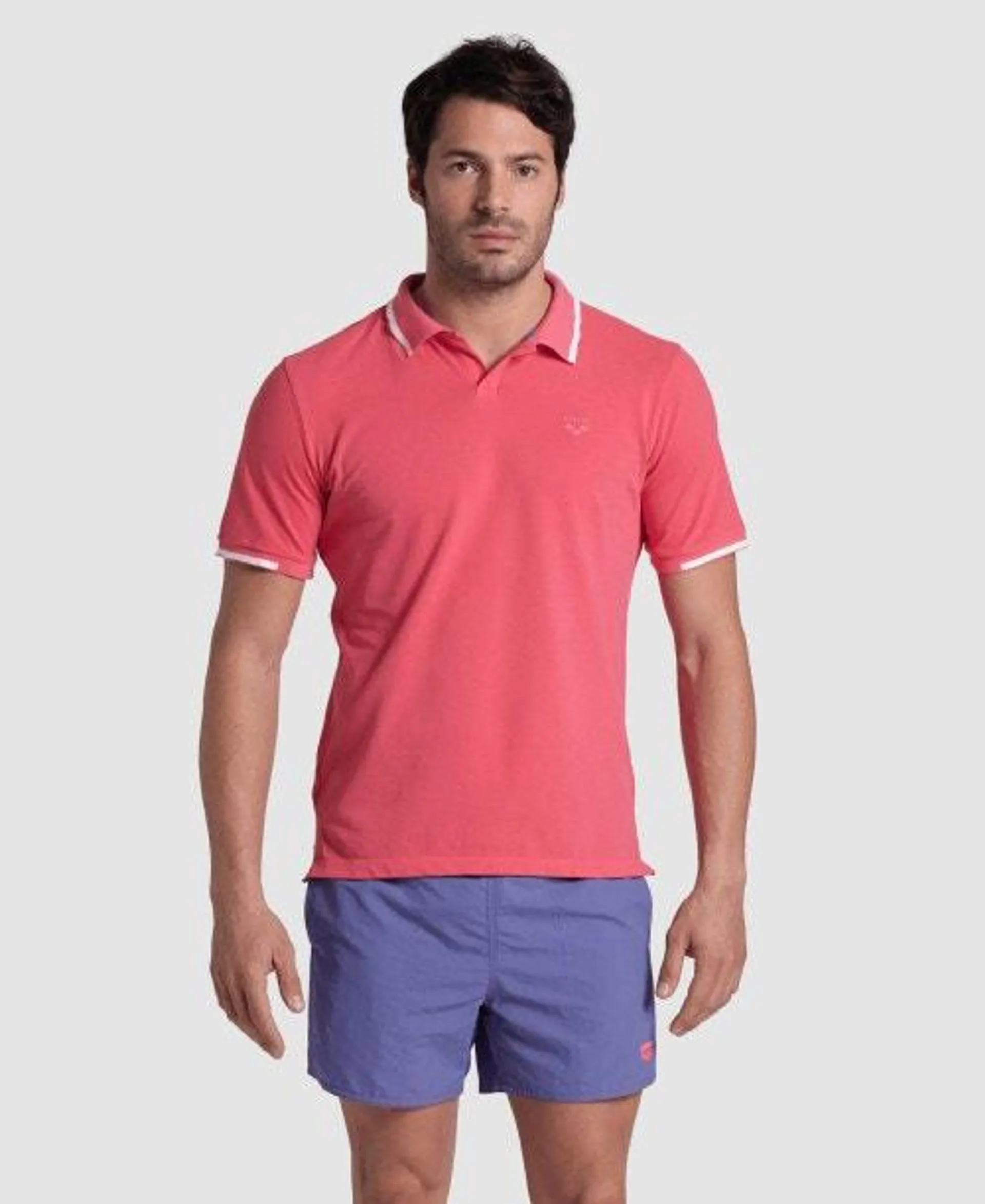 Polo Hombre arena Trim Cotton Piqué