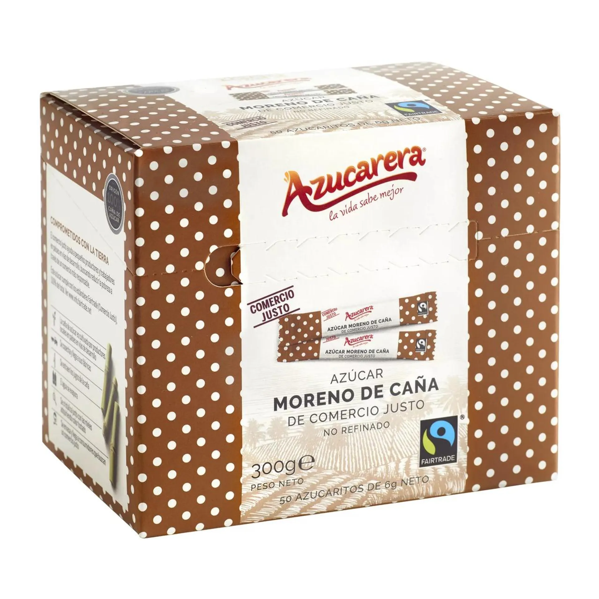 AZUCARERA Azúcar moreno 50 azucaritos Fairtrade 300 g.