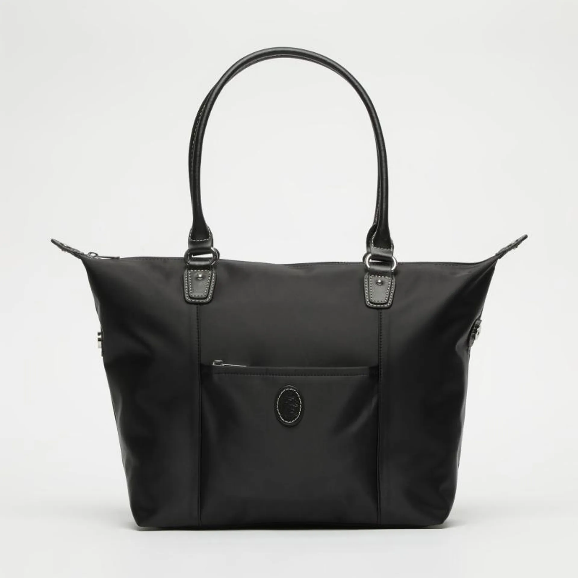 Bolso Tote mujer en lona y piel vacuno color negro-Paris