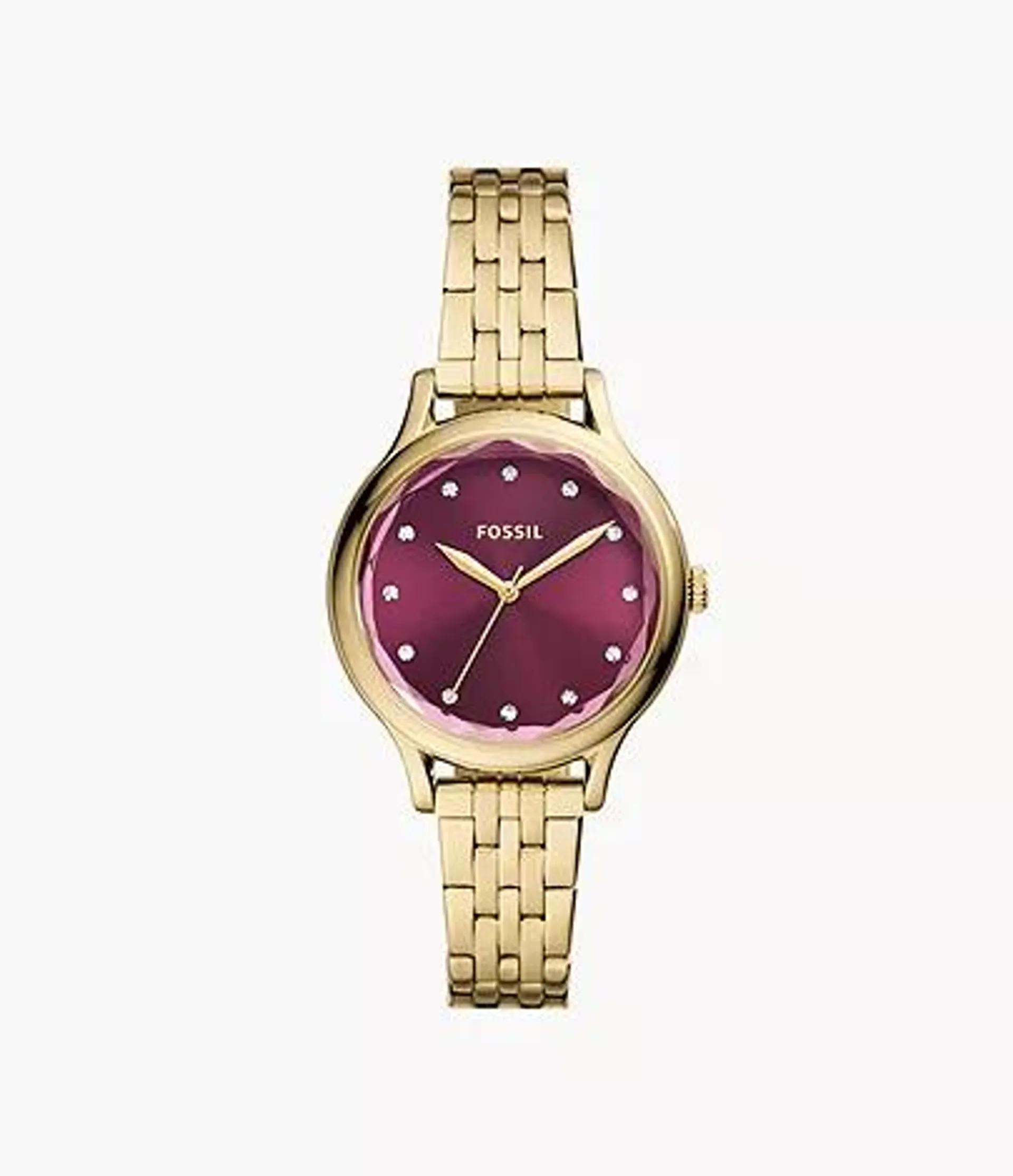 Reloj Laney de acero inoxidable en tono dorado con tres agujas