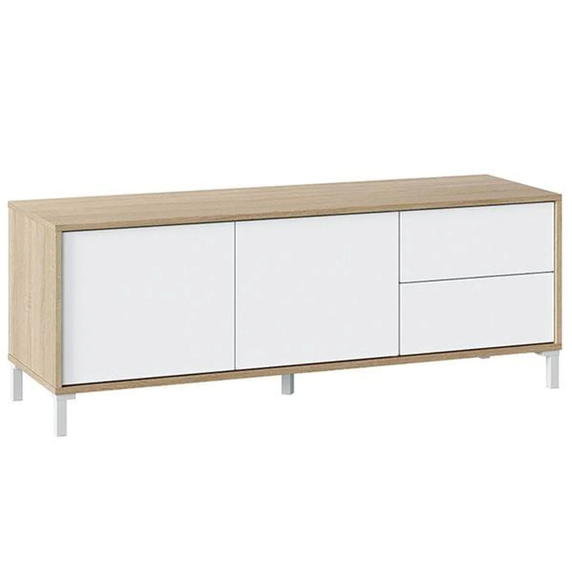 Mueble TV Brooklyn 2 puertas+2 cajones roble Canadian/blanco artik 47x130x41 cm