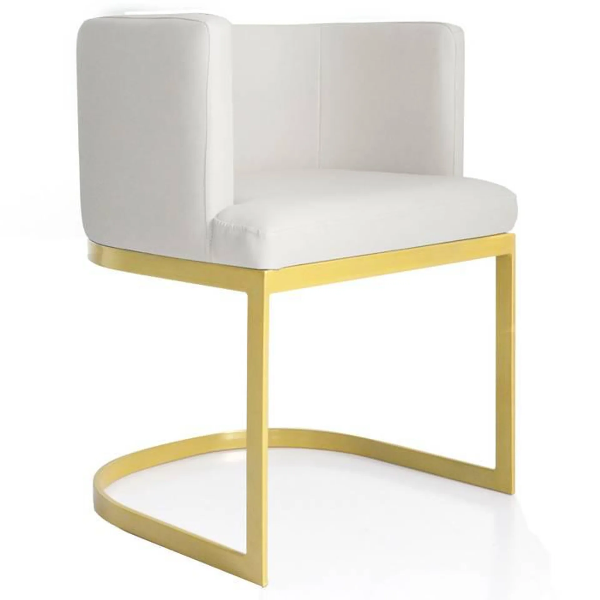 Noellie Silla / Sillón Simili P.U. Blanco patas Oro