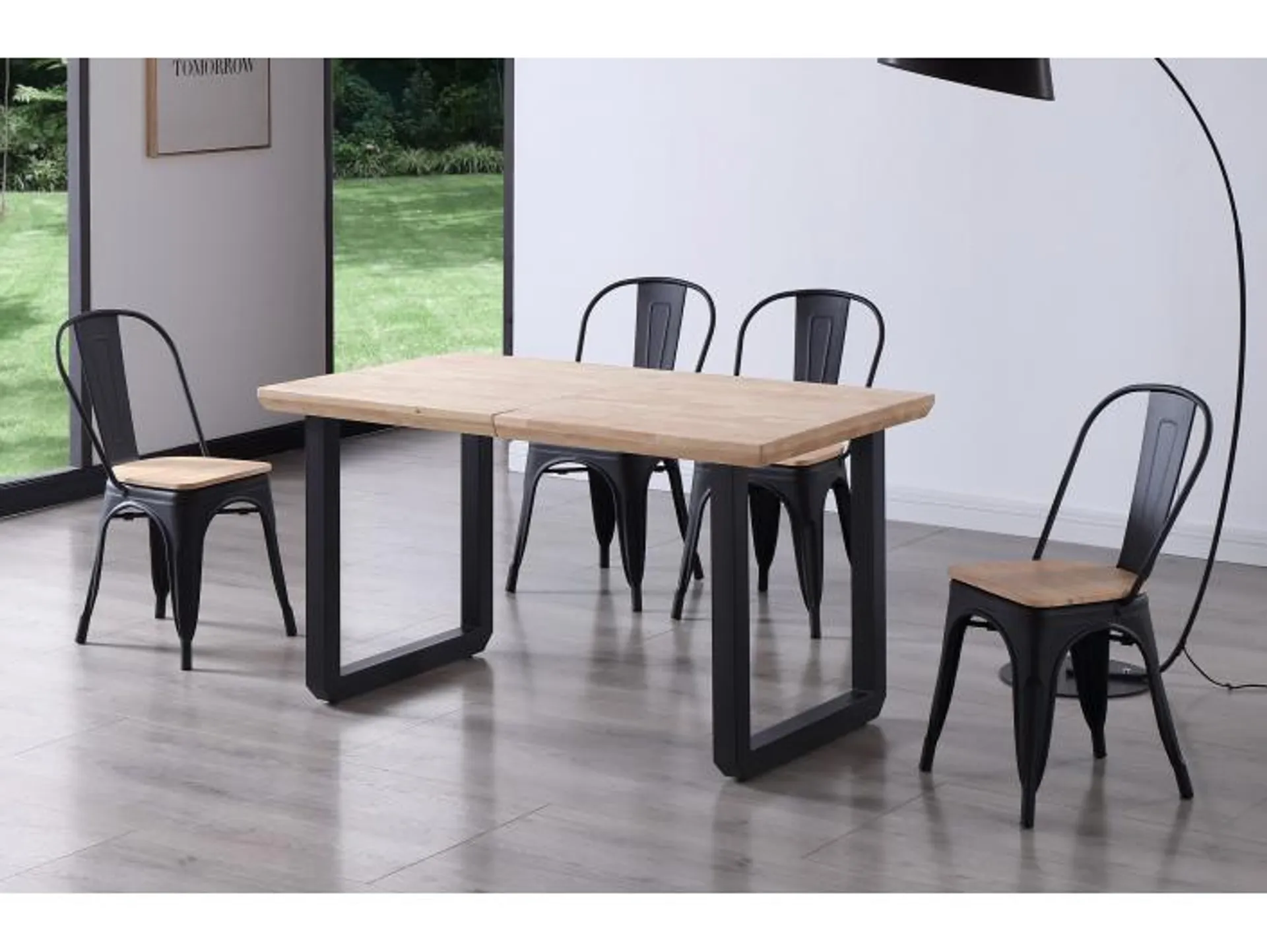 Mesa comedor extensible roble nordish y negro