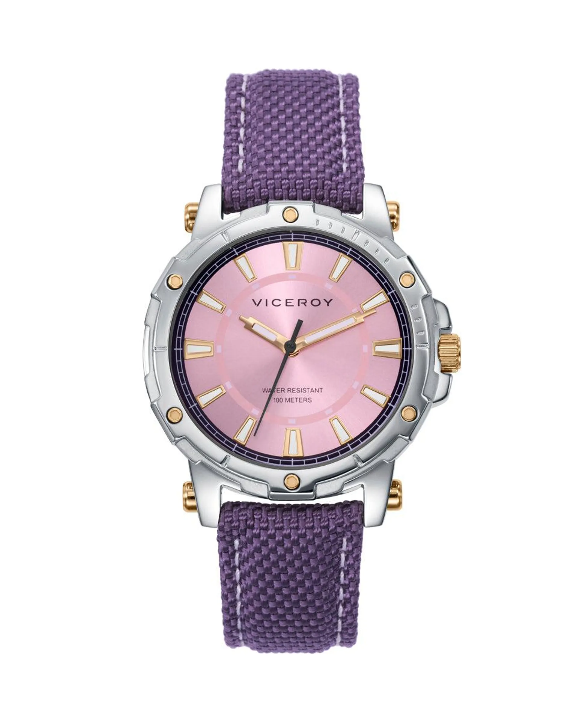 Reloj de mujer Heat con caja de acero y correa de Nylon morado