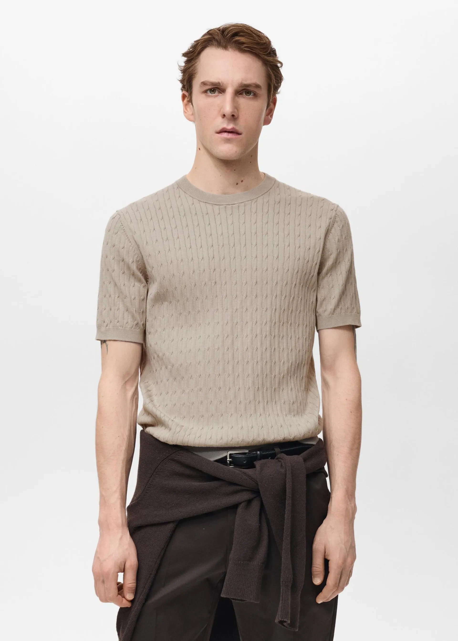 Camiseta punto fino trenzado