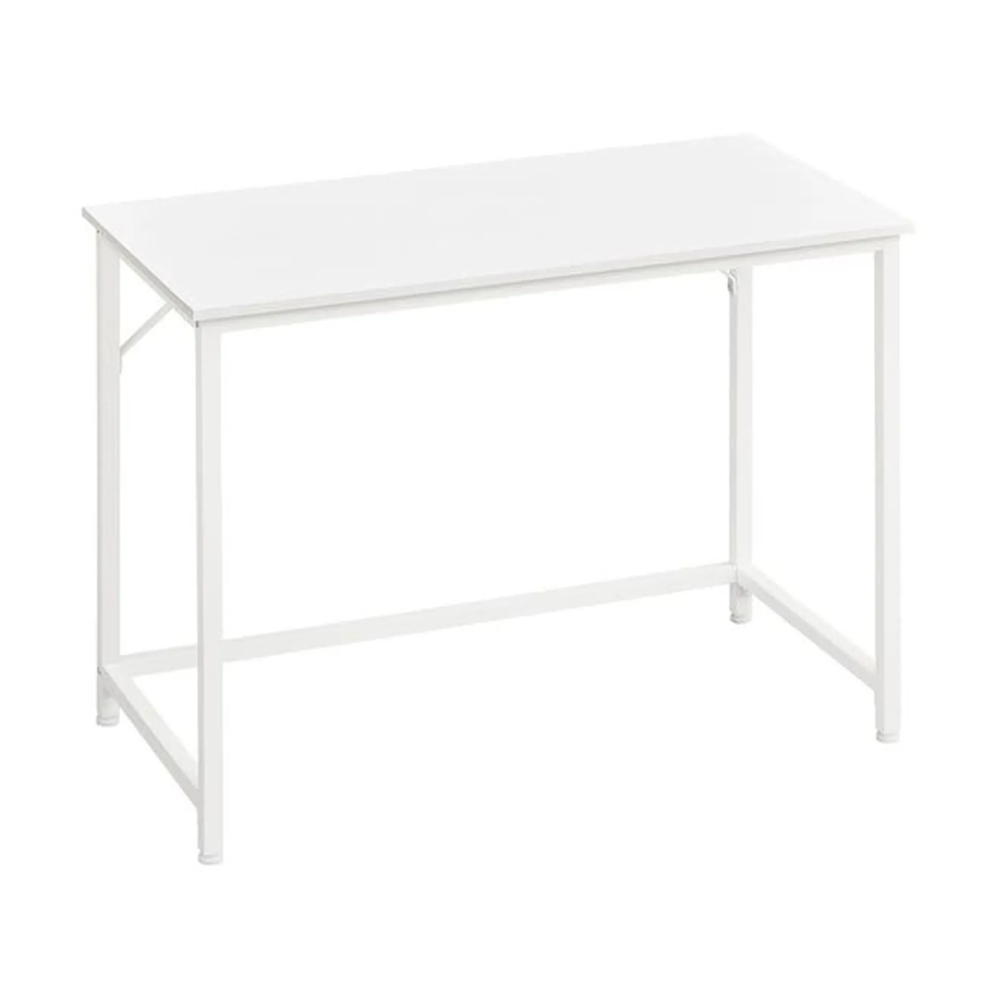 Mesa de escritorio, estilo industrial, estructura de acero negro, carga máxima 50 kg, 100x50x75 cm, blanco