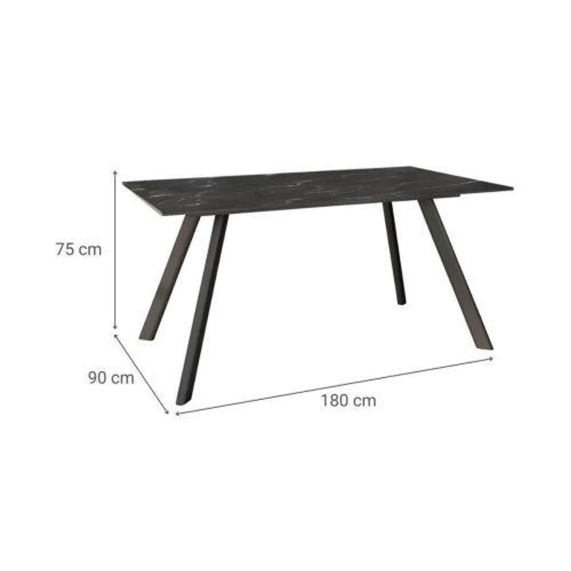 Mesa de Comedor 180x90cm con Estructura de Metal Negro OMAN