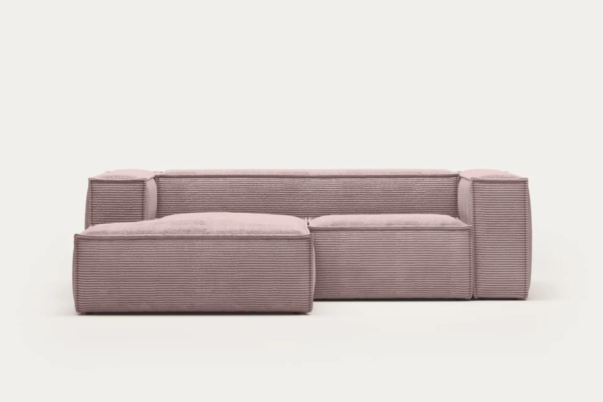 Sofá Blok 2 plazas chaise longue izquierdo pana gruesa rosa 240 cm