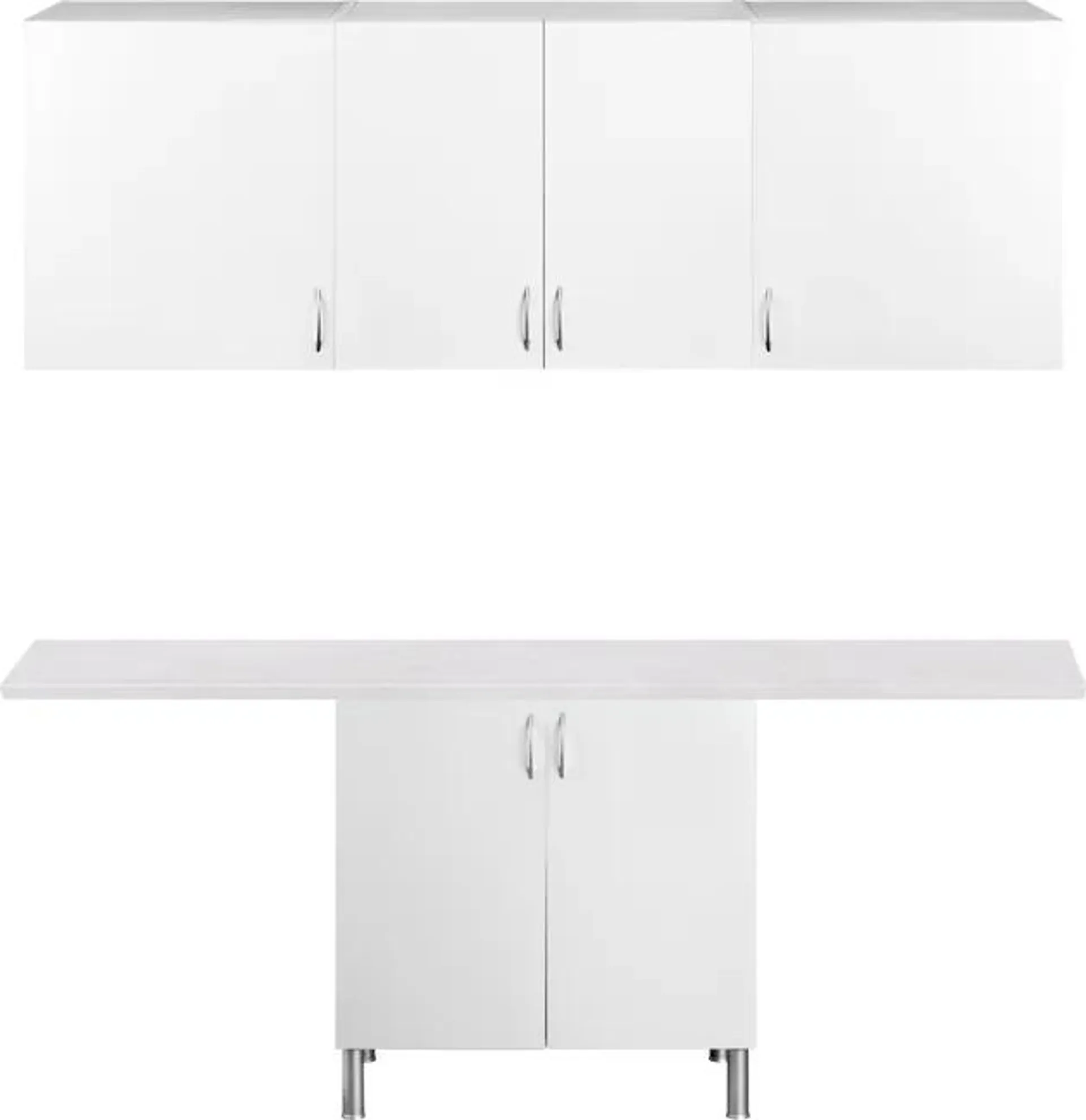 Mueble lavadero en kit Basic New blanco 200cm con 3 muebles altos y 1 bajo