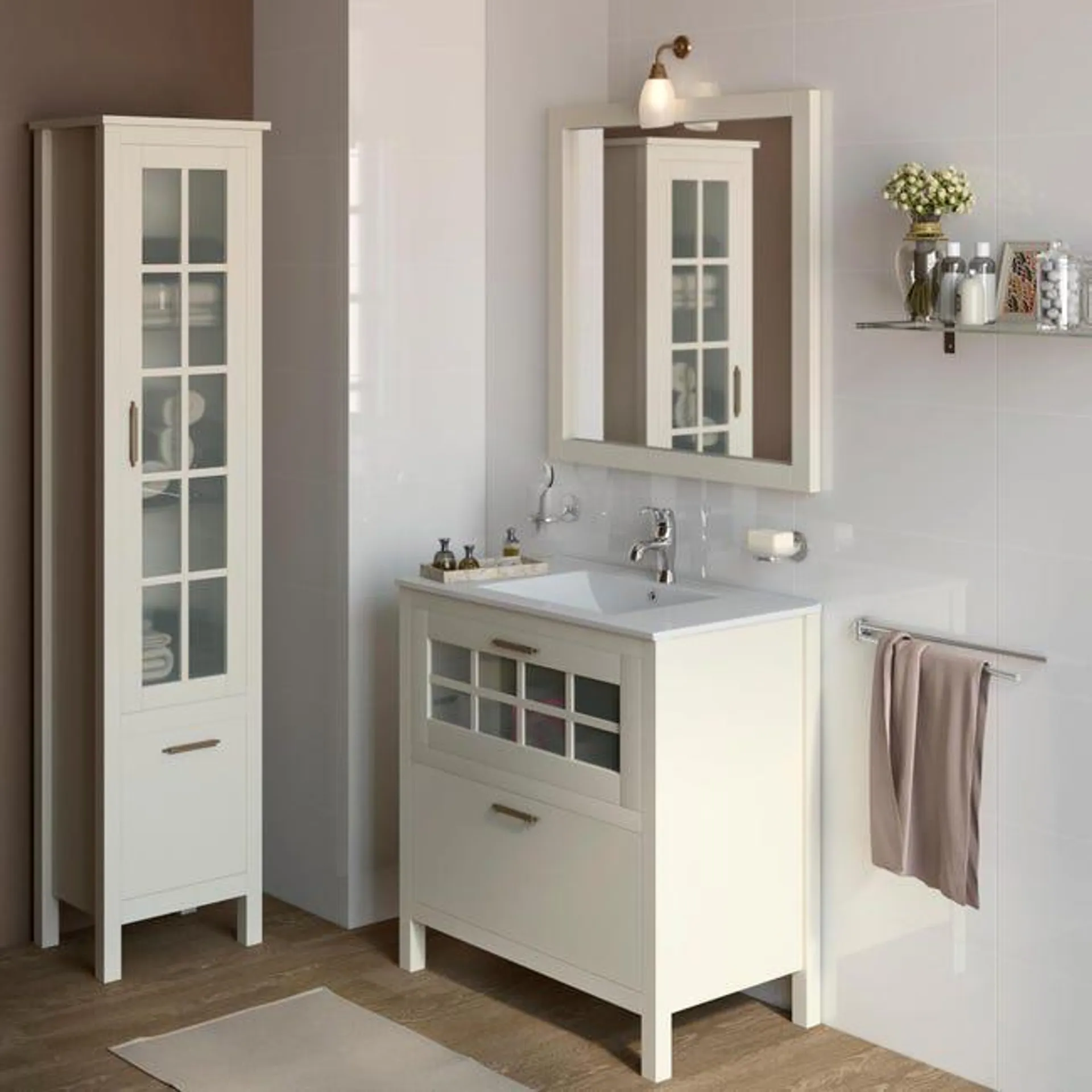 Mueble de baño con lavabo Nizza blanco 80x45 cm Ver detalles del producto