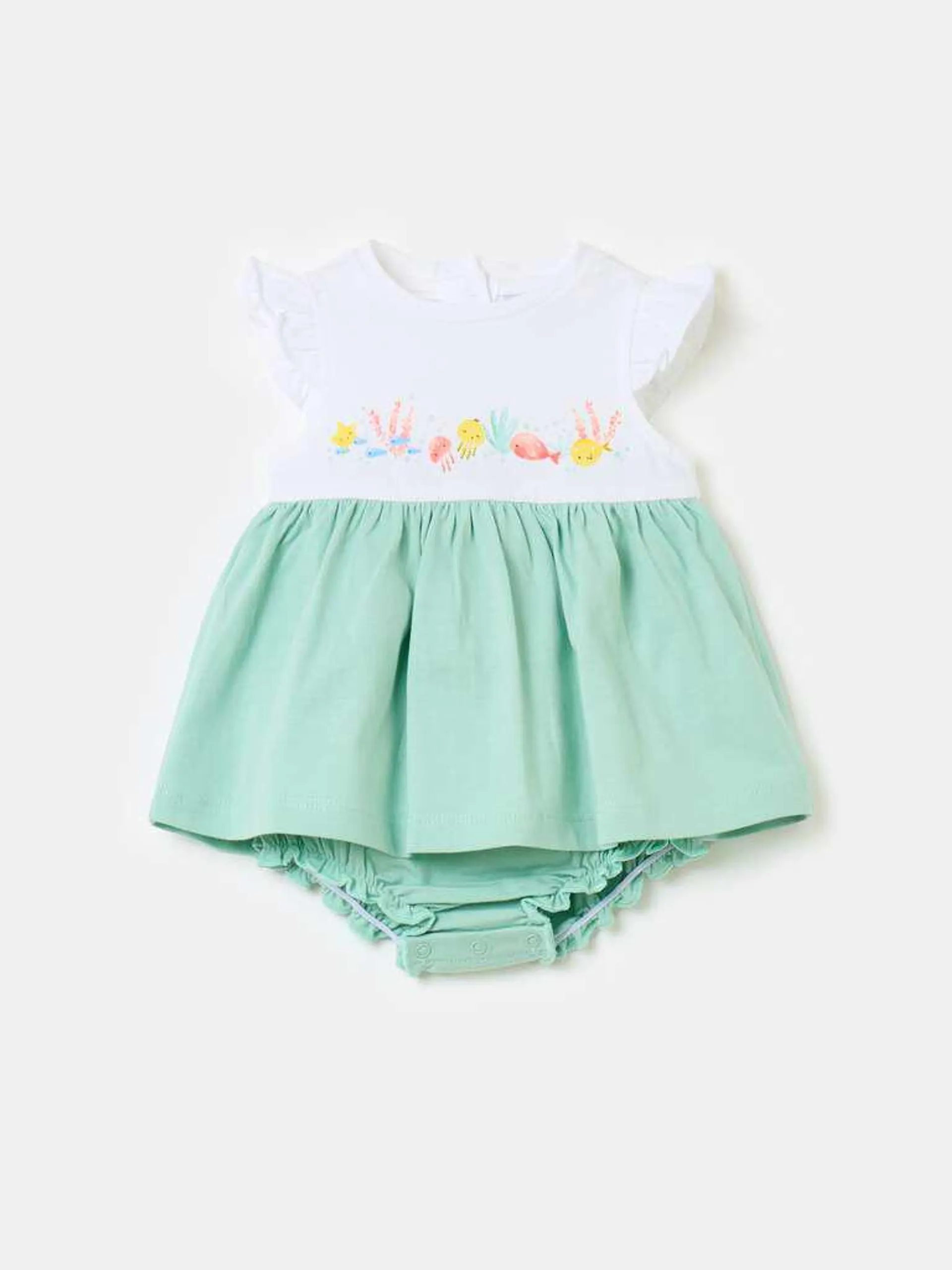 Dress with sea animals print Blanc/vert aqua