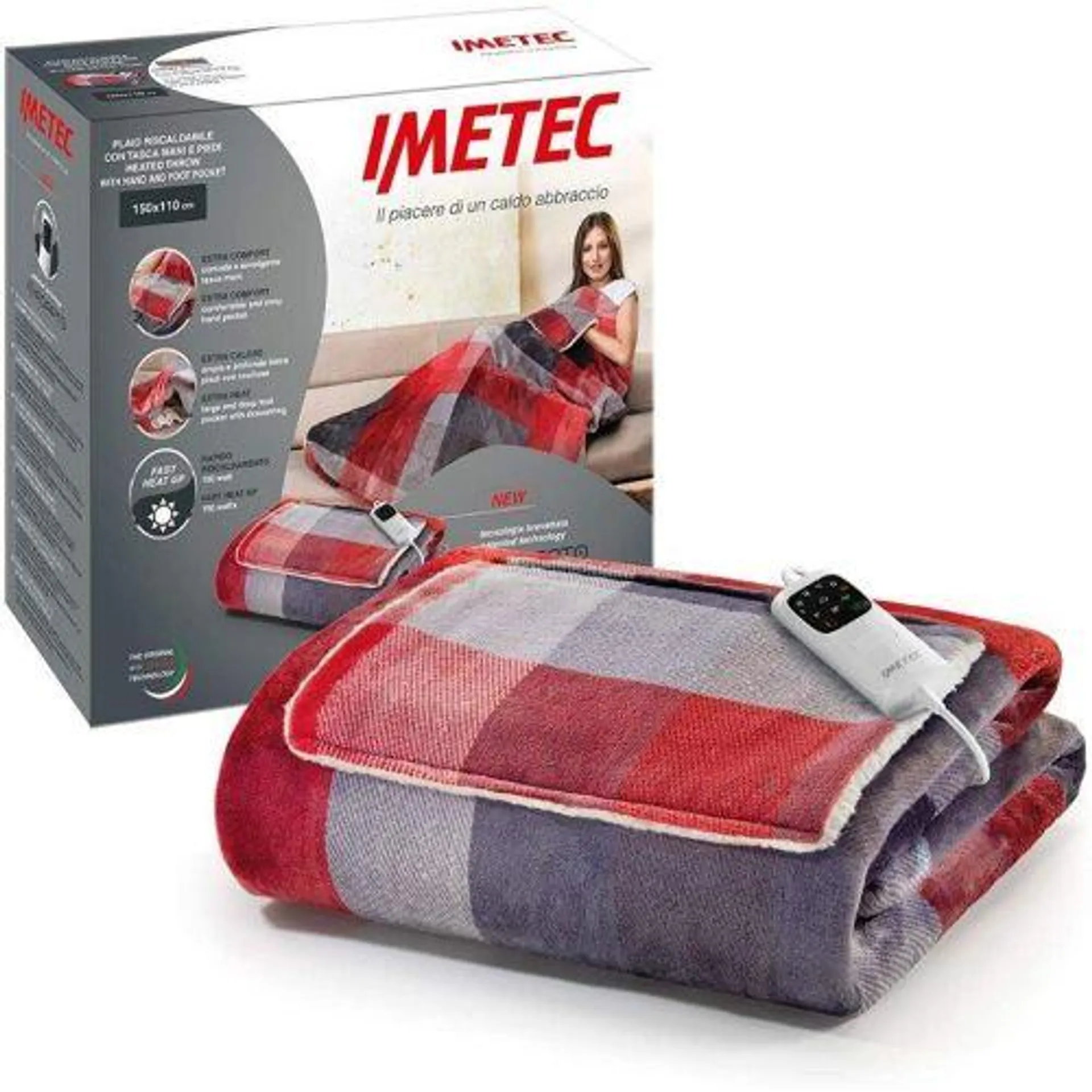 Manta electrica individual sofa 110x150 textil rojo 16777 imetec