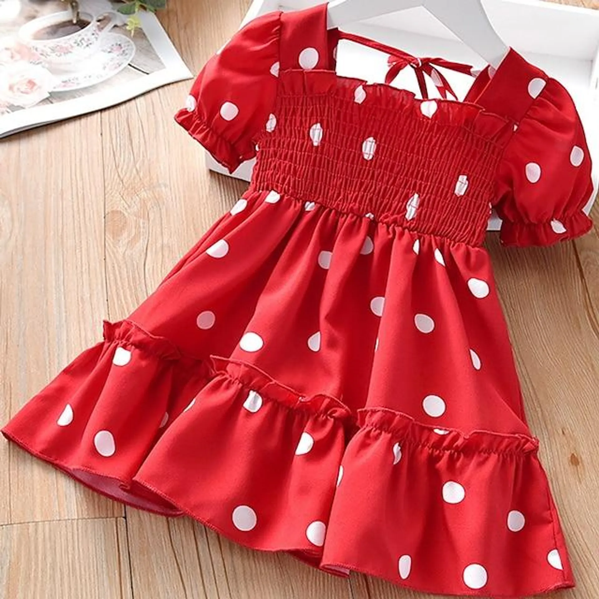 Niños Poco Chica Vestido Cachemir Estampado Rojo Blanco Gasa Midi Manga Corta Activo Vestidos Verano Ajuste regular 2-9 años