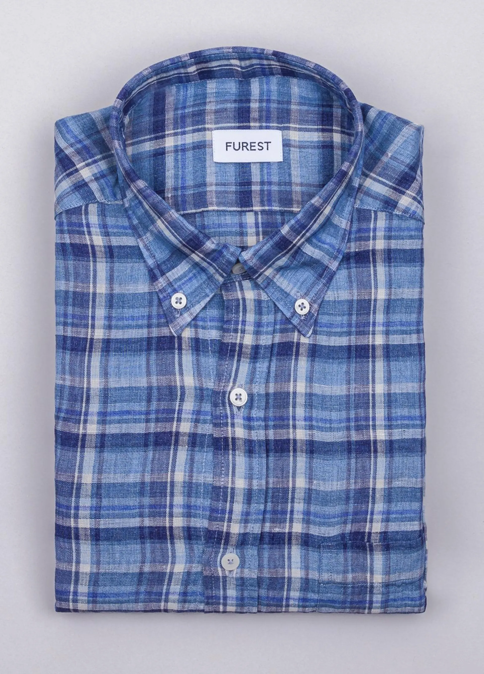 Camisa sport FUREST COLECCION lino cuadros azul