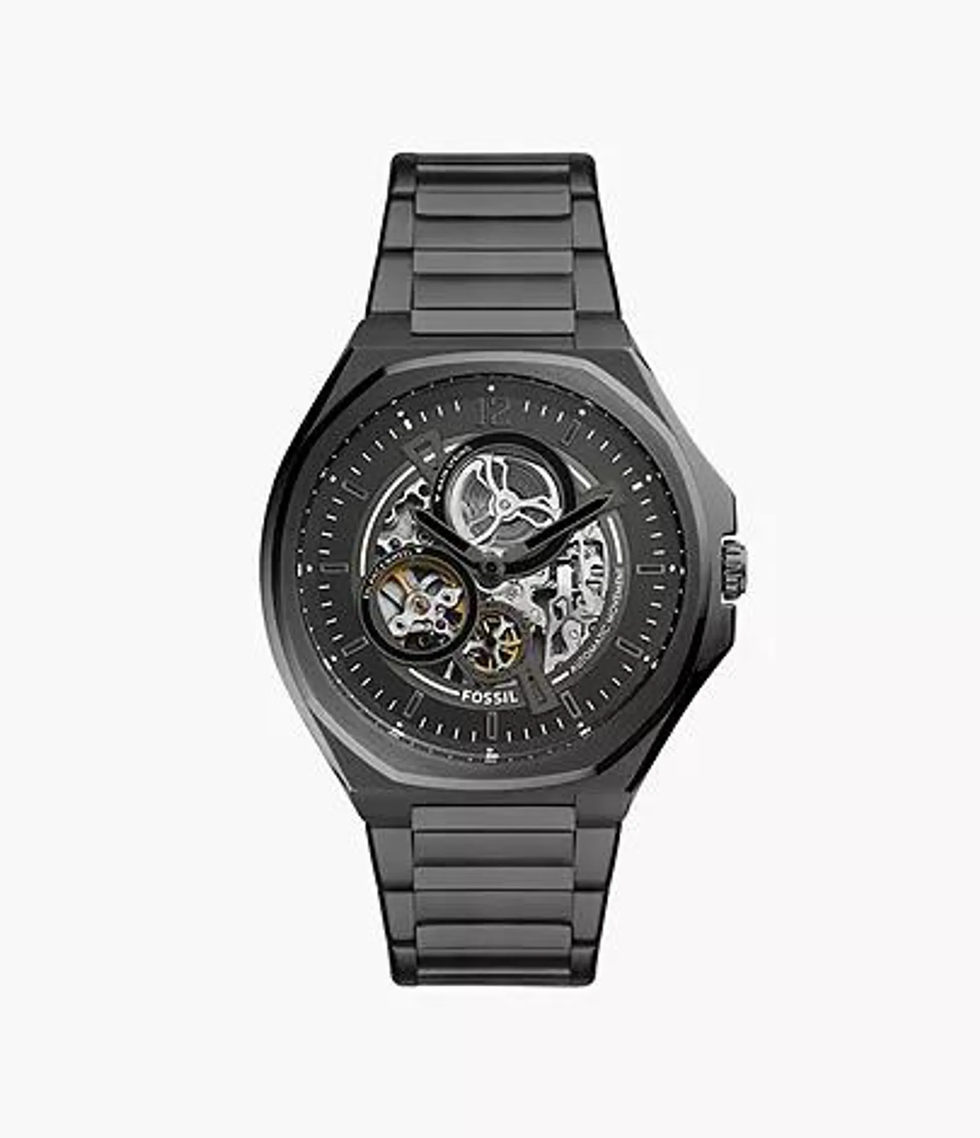 Reloj automático Evanston de acero inoxidable negro