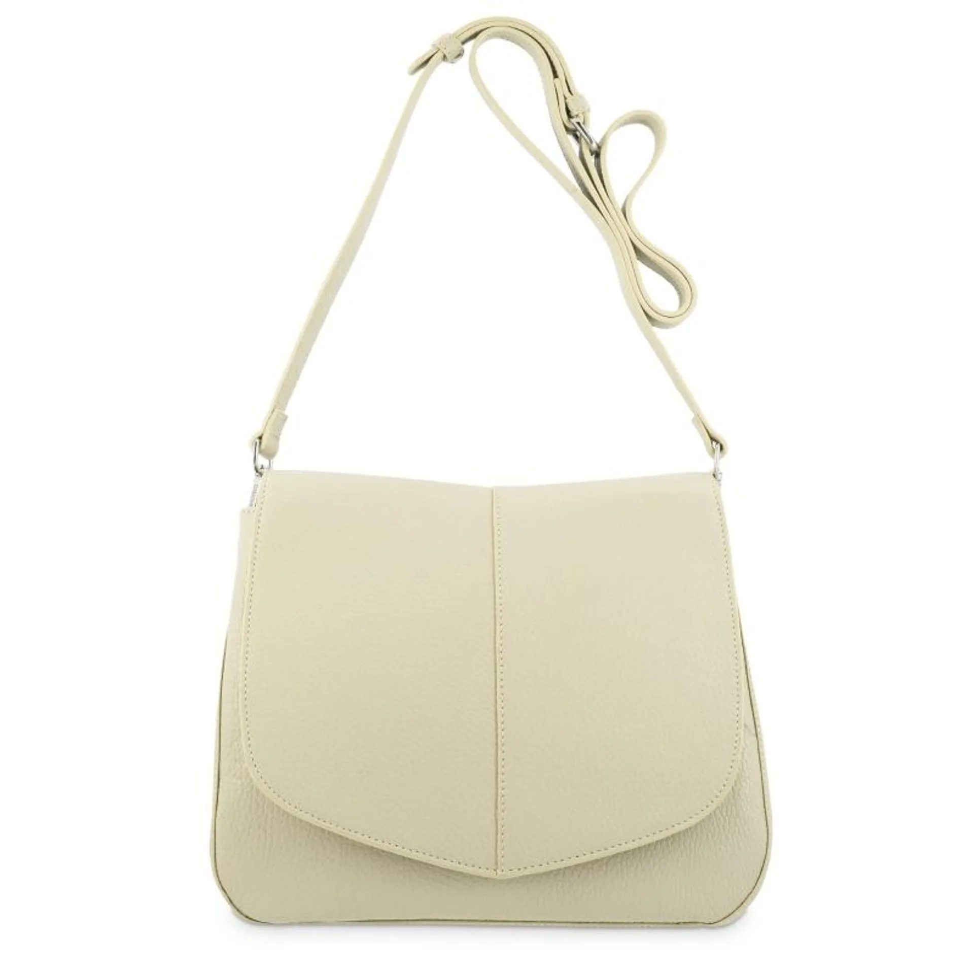 Bolso solapa piel vacuno color beige-Iris