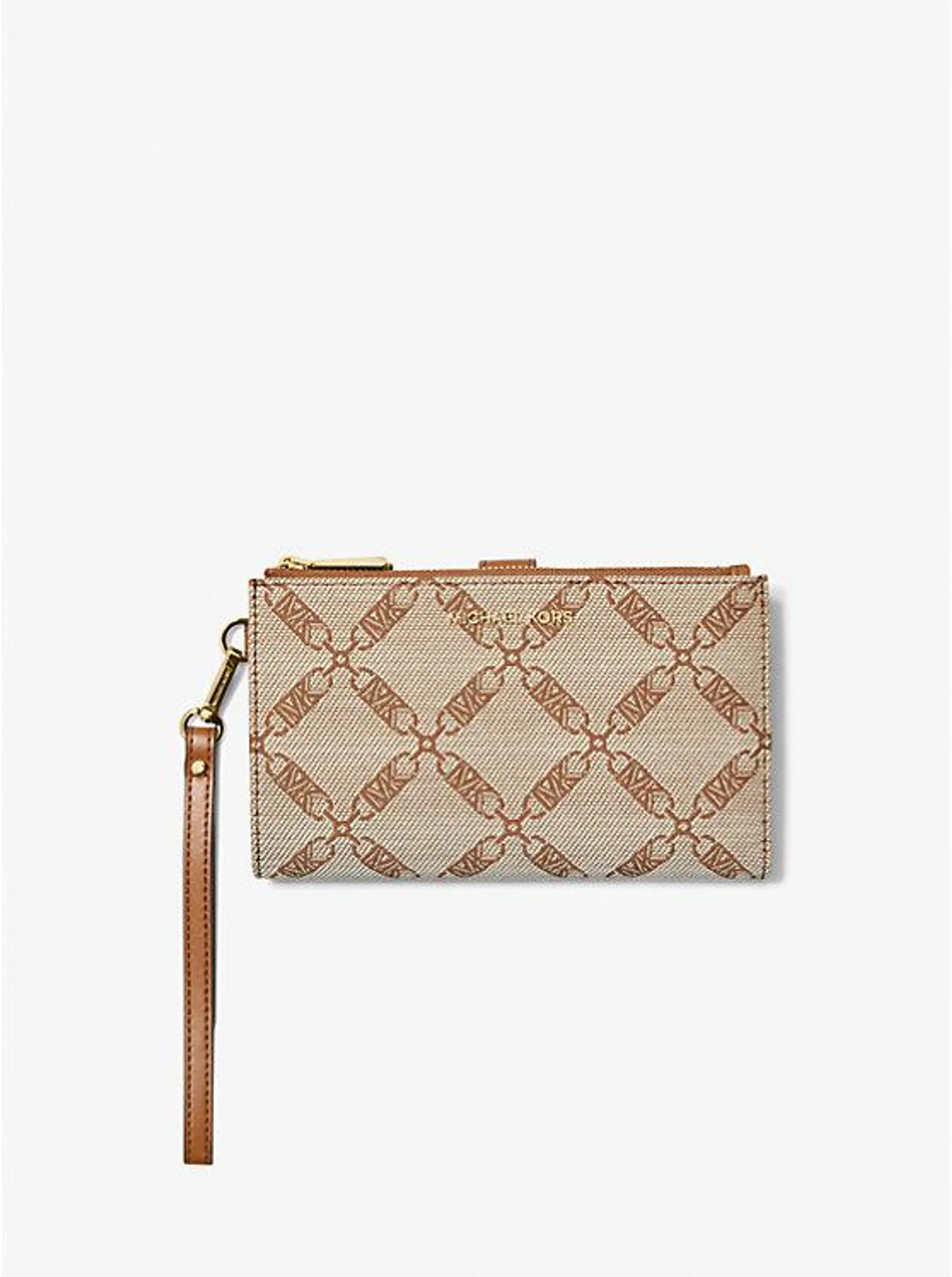 Cartera Adele de jacquard con logo imperio y compartimento para smartphone